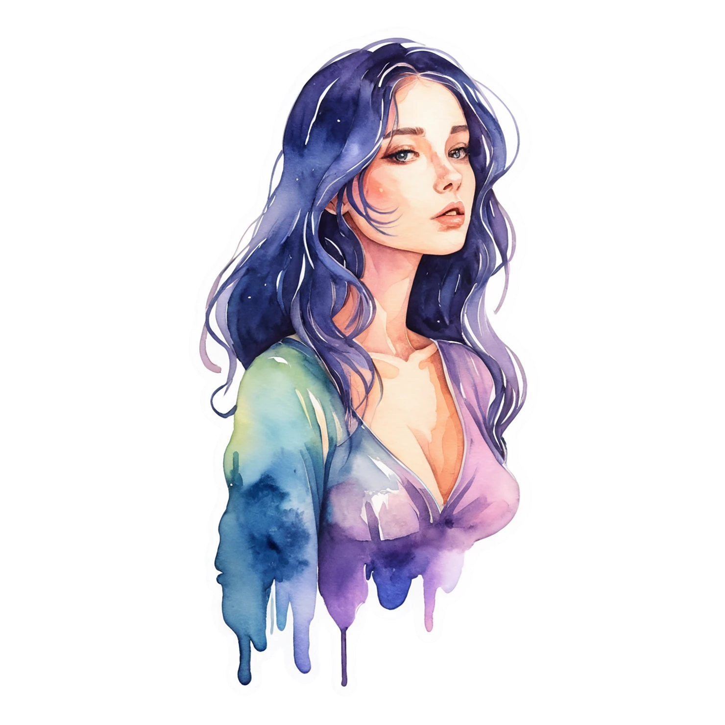 Girl watercolor sticker isolated on transparent background #17616