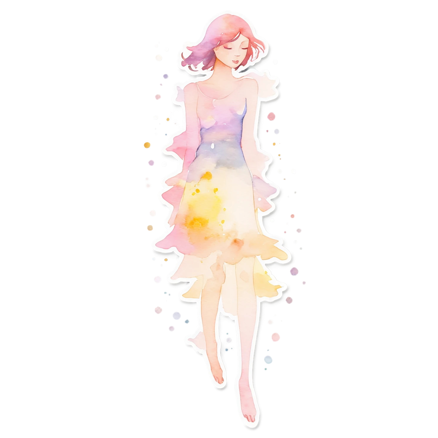 Girl watercolor sticker isolated on transparent background #17617