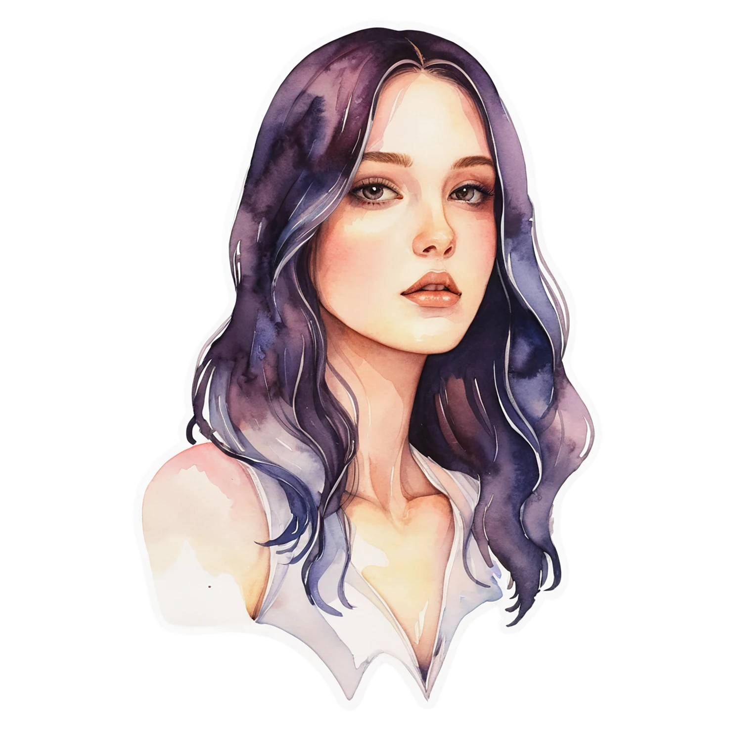 Girl watercolor sticker isolated on transparent background #17618