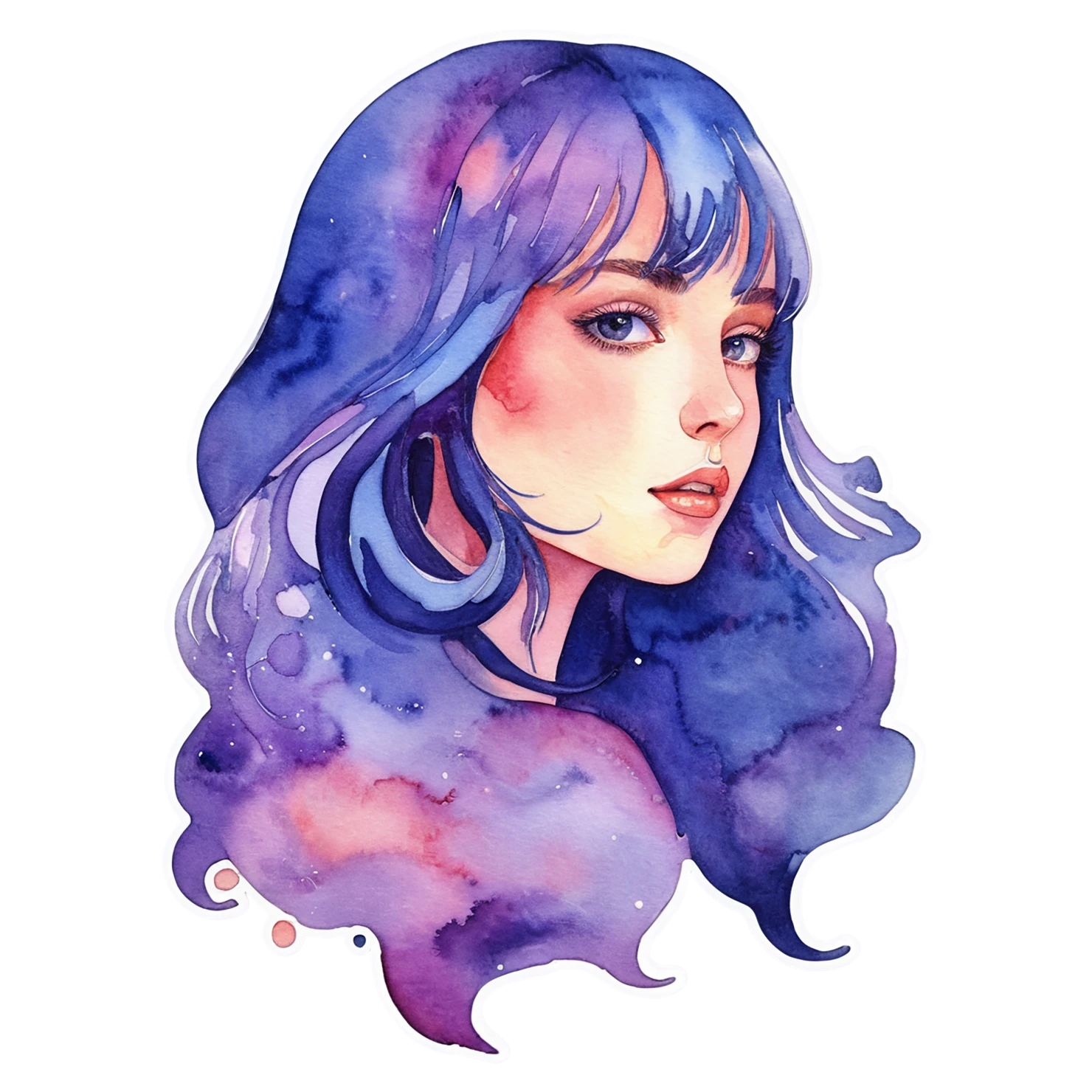 Girl watercolor sticker isolated on transparent background #17619