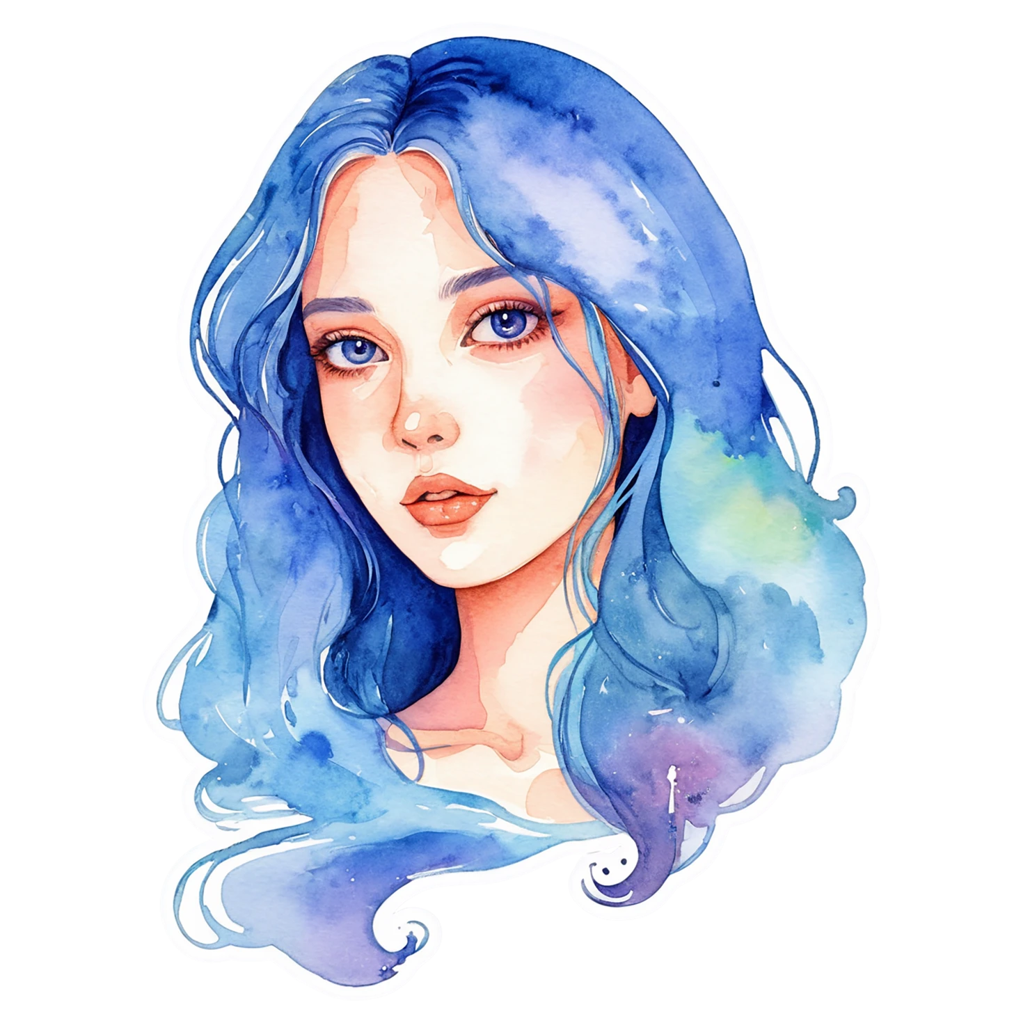 Girl watercolor sticker isolated on transparent background #17620