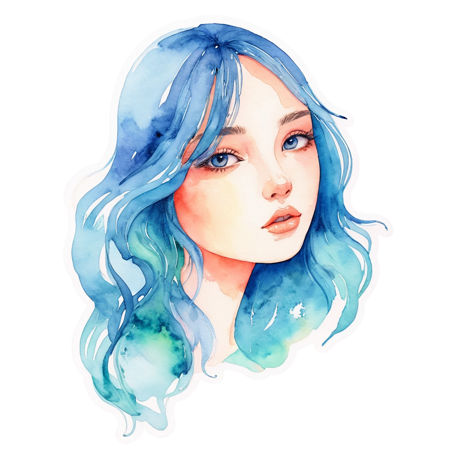 Girl watercolor sticker isolated on transparent background #17621