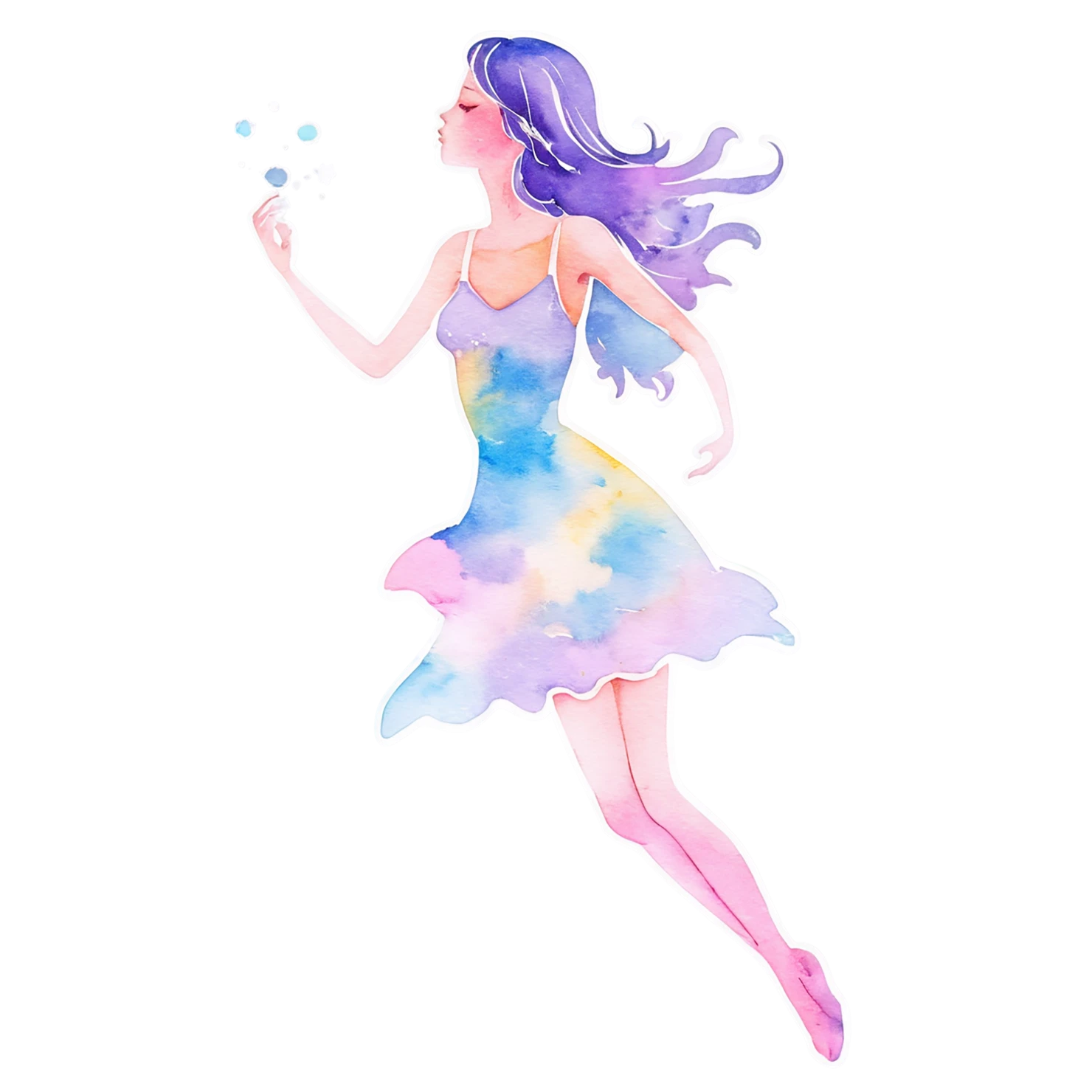 Girl watercolor sticker isolated on transparent background #17622