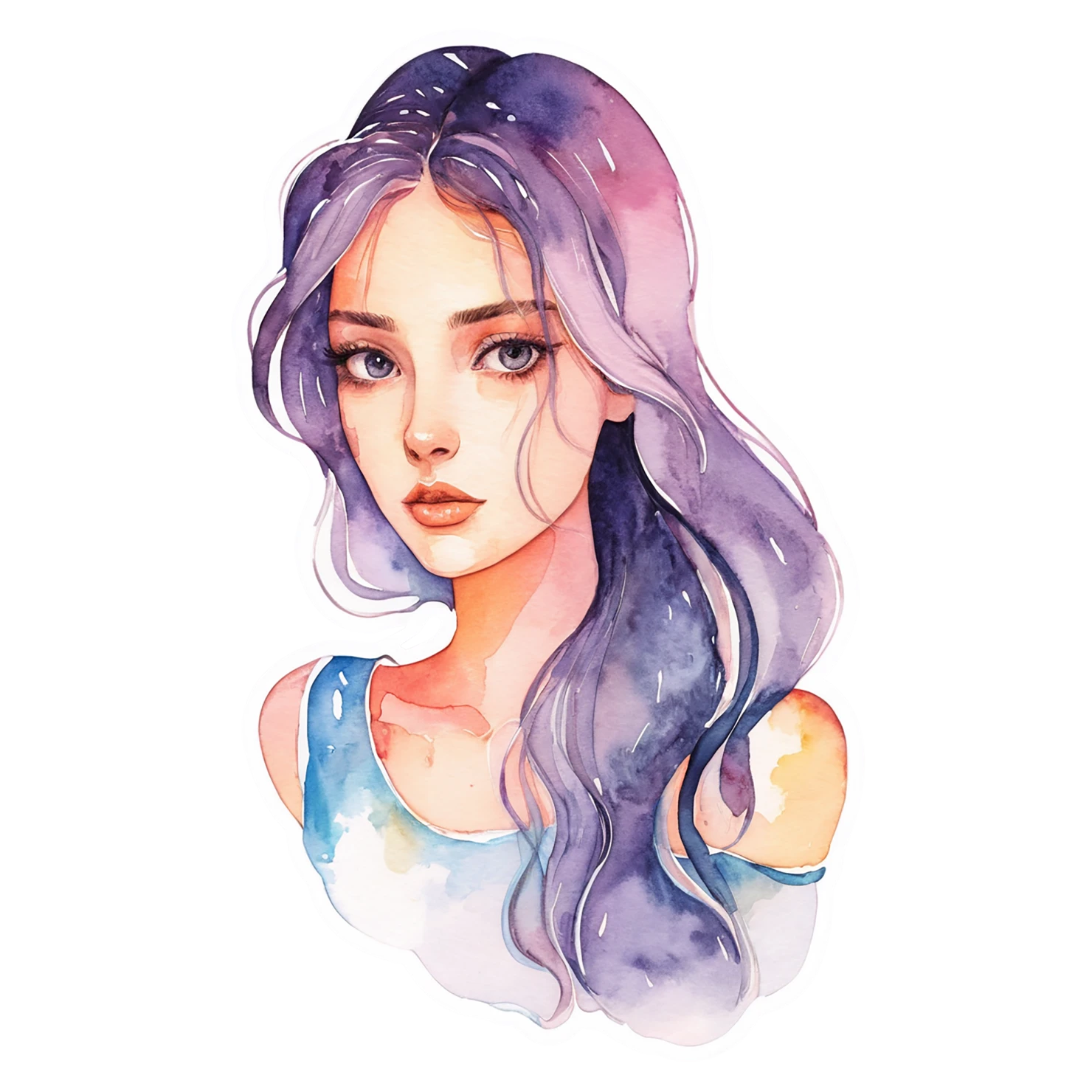Girl watercolor sticker isolated on transparent background #17623