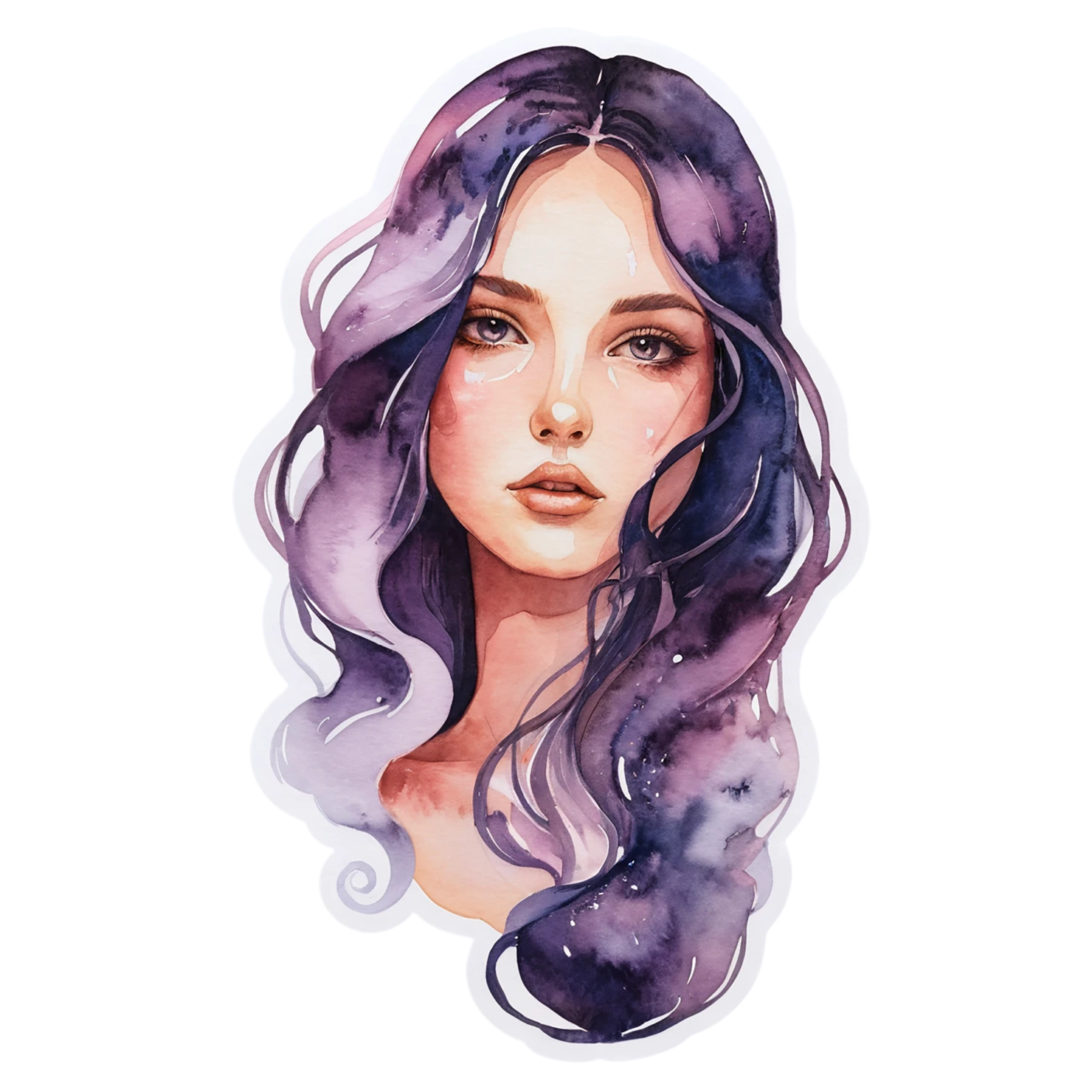 Girl watercolor sticker isolated on transparent background #17624