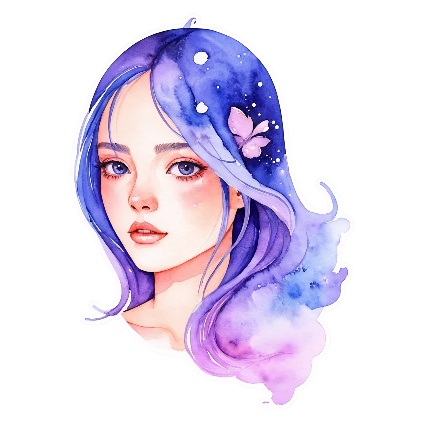 Girl watercolor sticker isolated on transparent background #17625