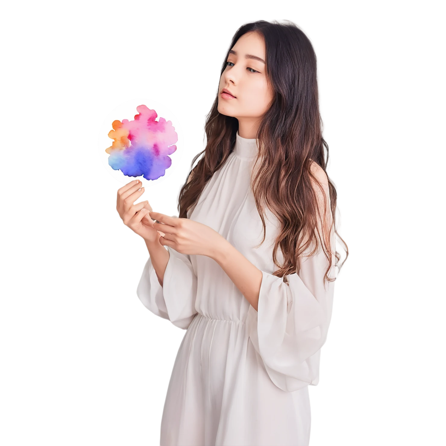 Girl watercolor sticker isolated on transparent background #17626
