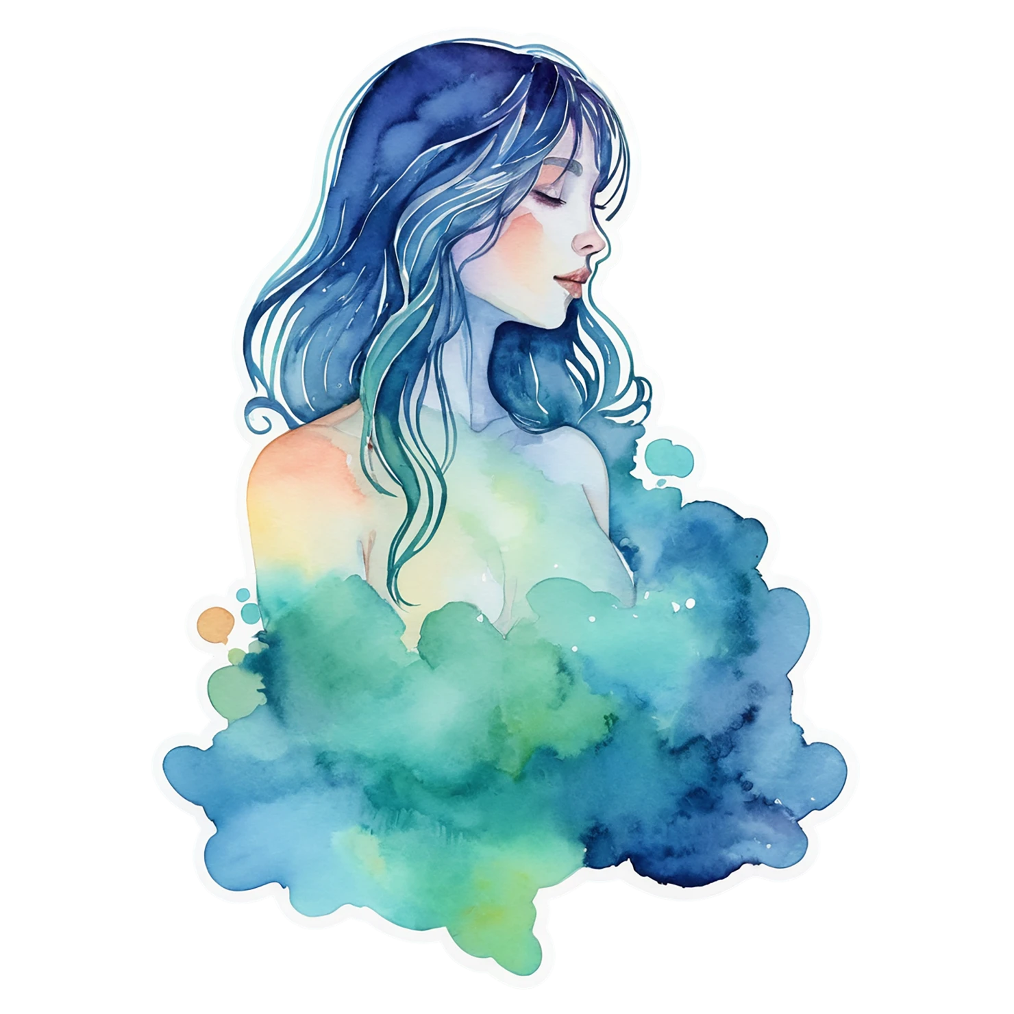 Girl watercolor sticker isolated on transparent background #17627