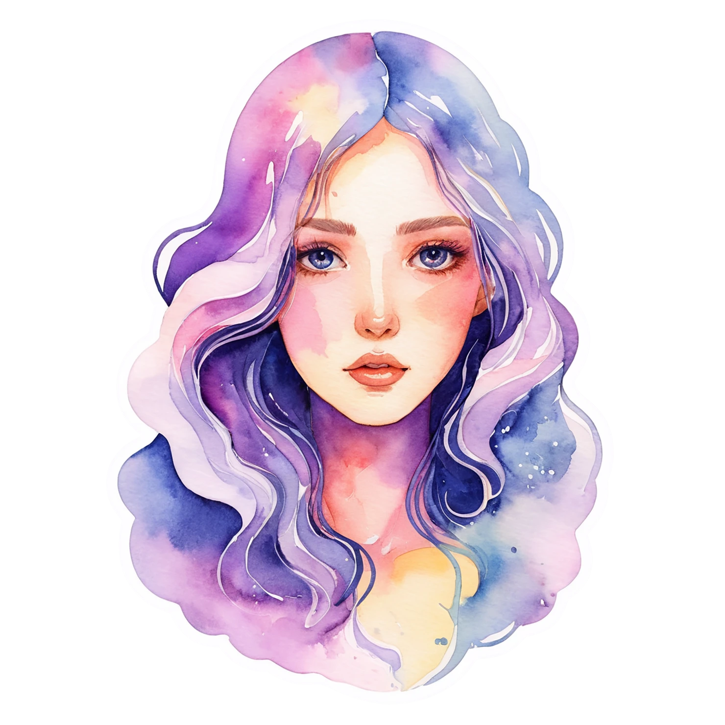 Girl watercolor sticker isolated on transparent background #17628