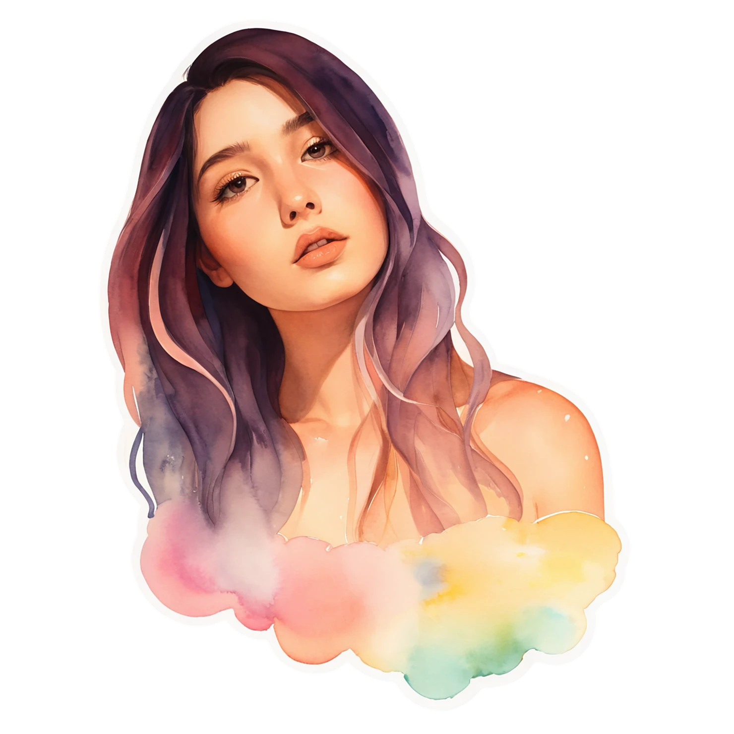 Girl watercolor sticker isolated on transparent background #17629