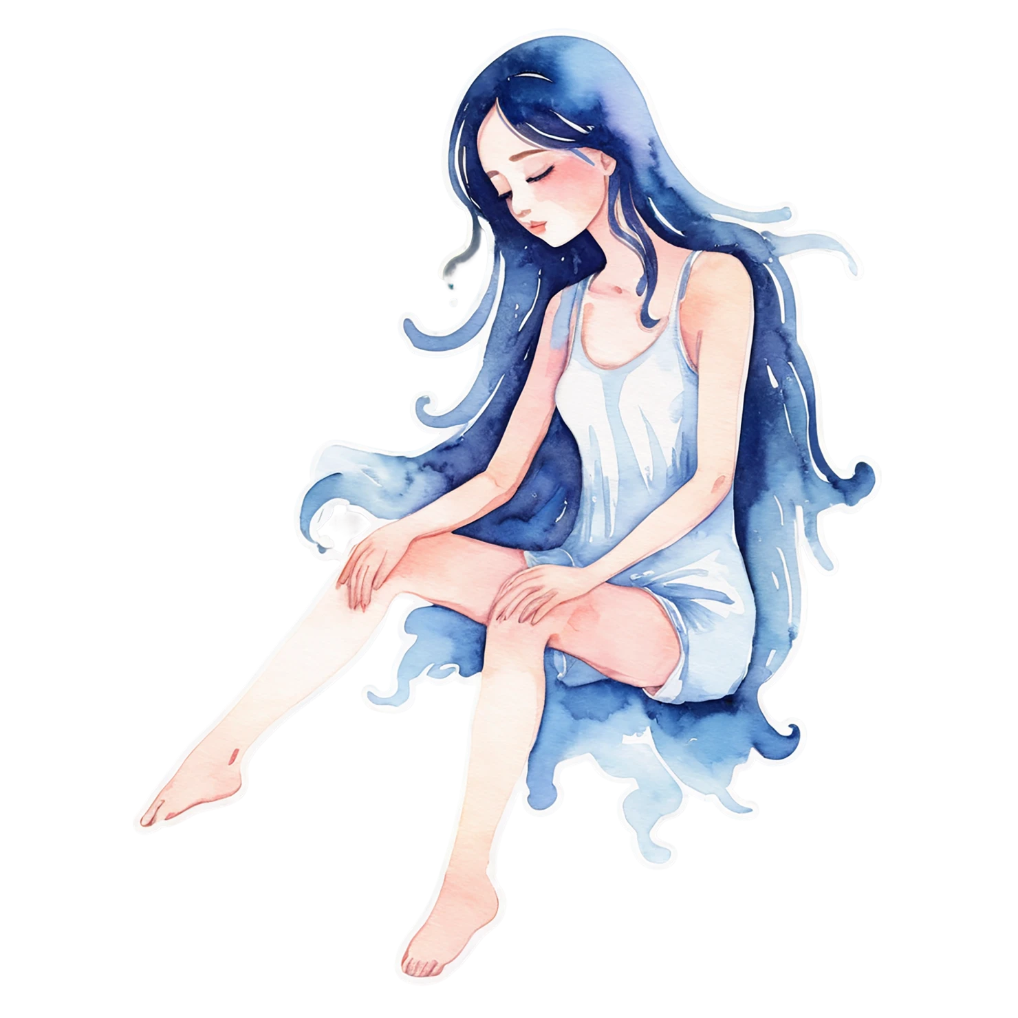 Girl watercolor sticker isolated on transparent background #17630