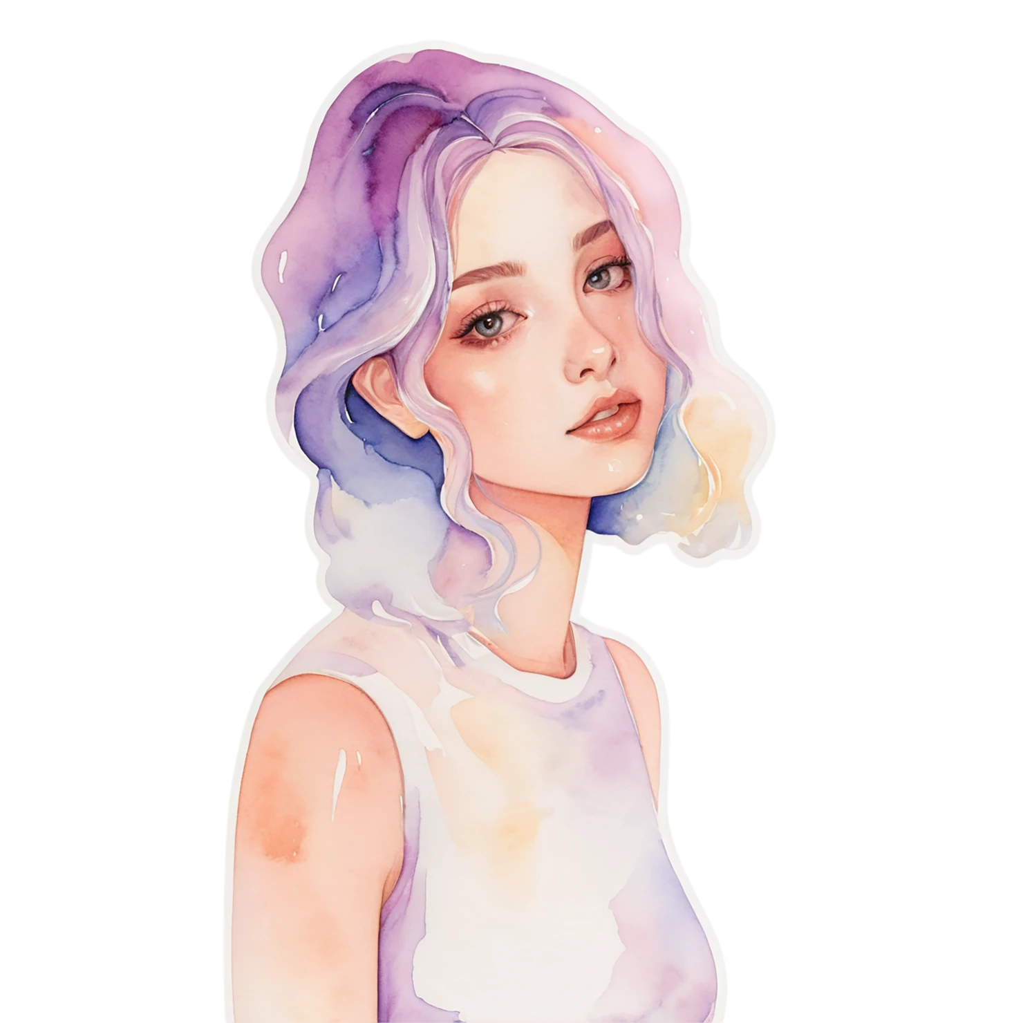 Girl watercolor sticker isolated on transparent background #17631