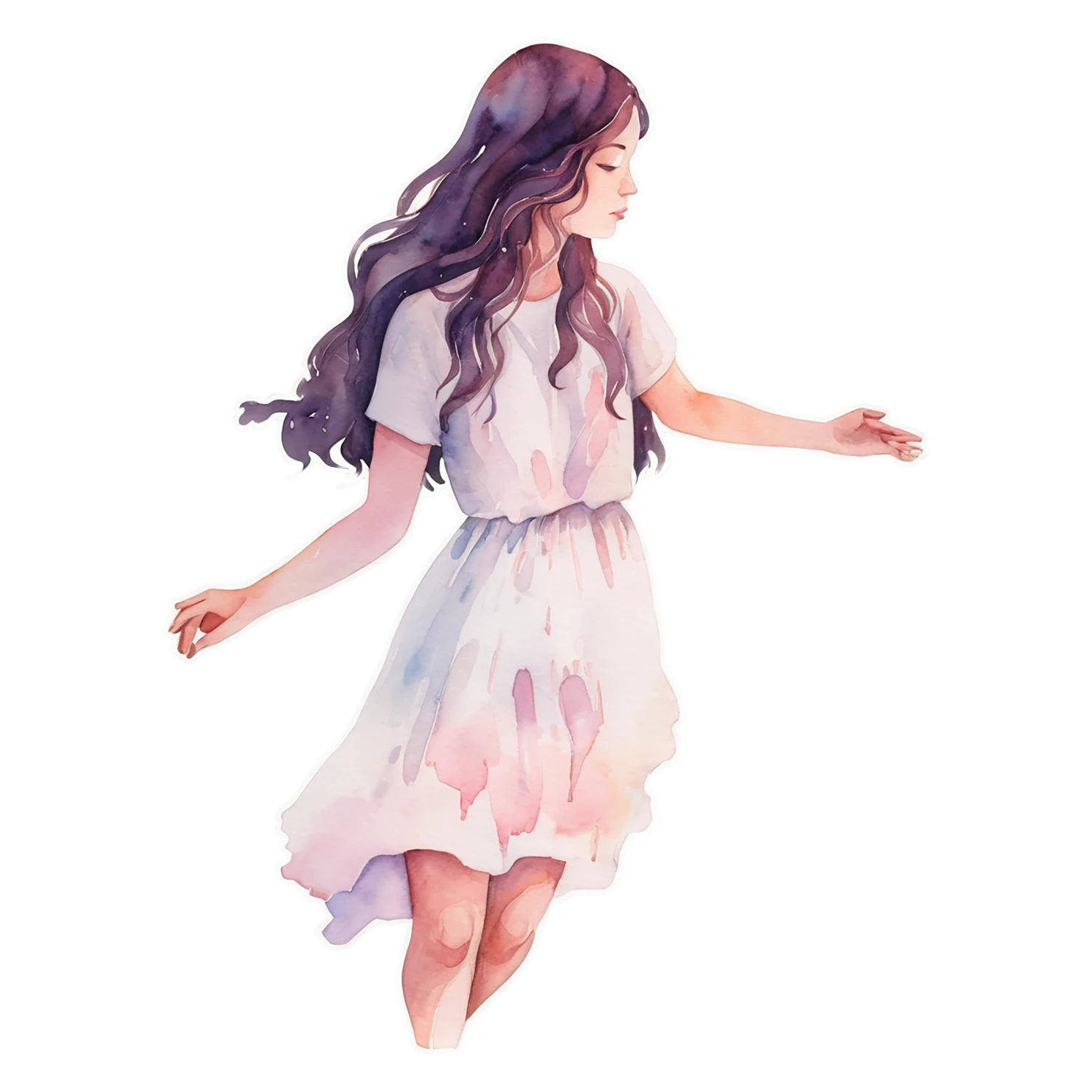 Girl watercolor sticker isolated on transparent background #17633