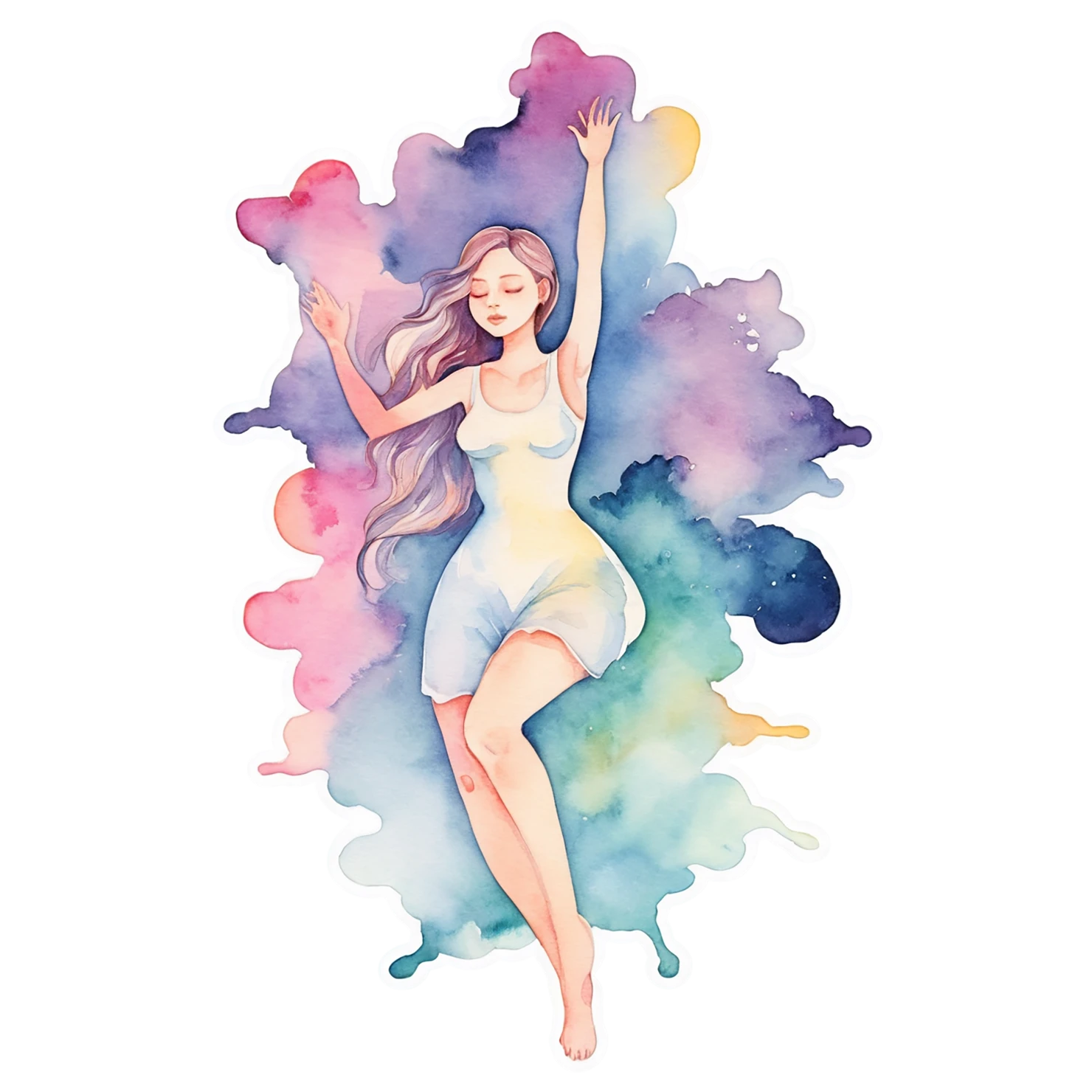 Girl watercolor sticker isolated on transparent background #17634