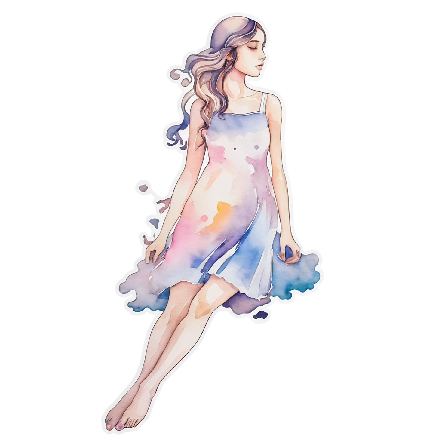 Girl watercolor sticker isolated on transparent background #17635