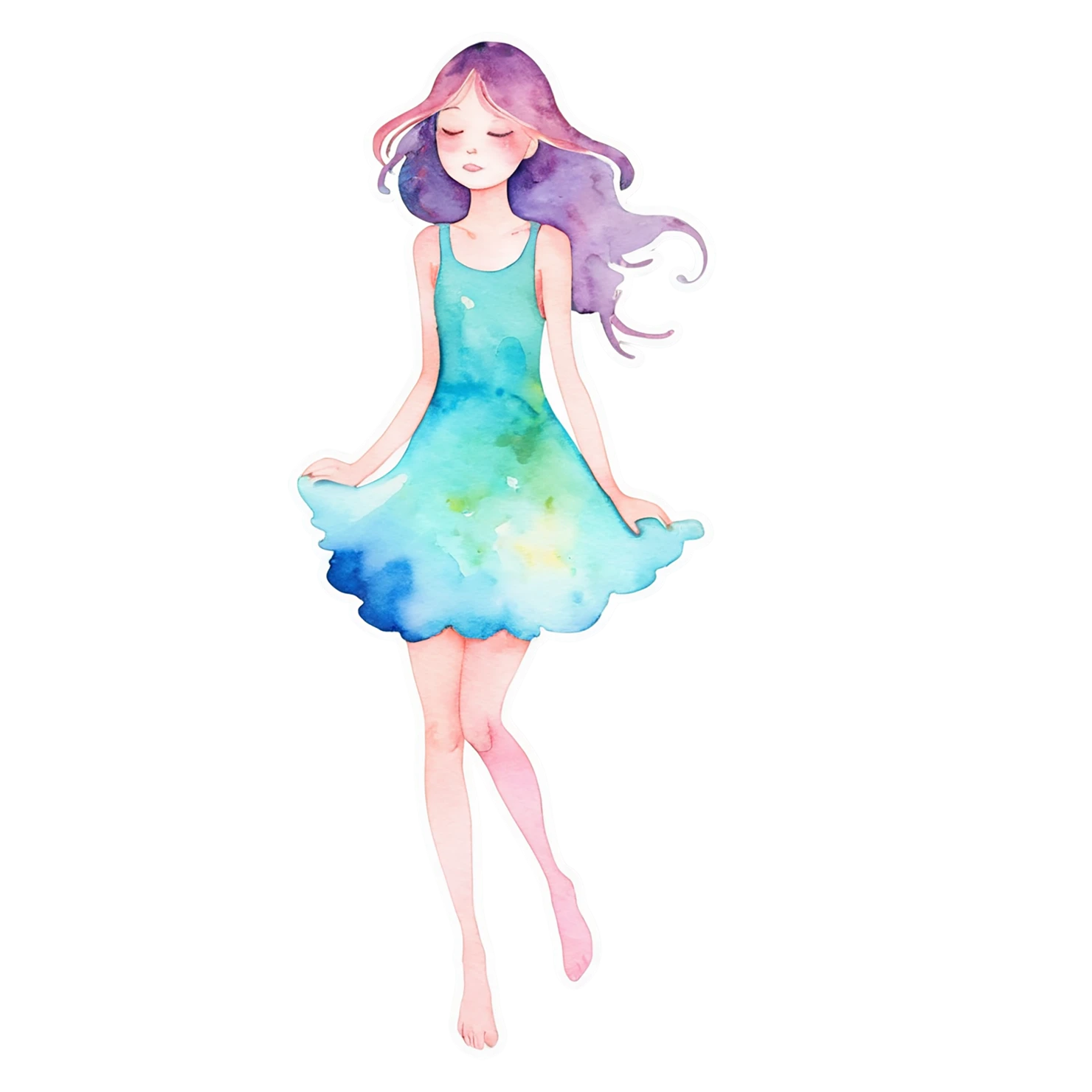 Girl watercolor sticker isolated on transparent background #17636