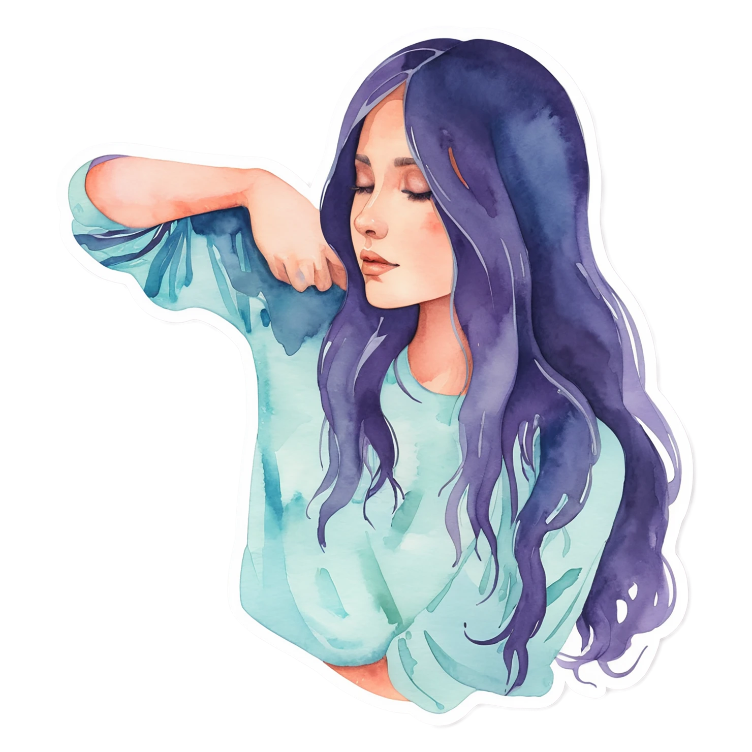 Girl watercolor sticker isolated on transparent background #17637