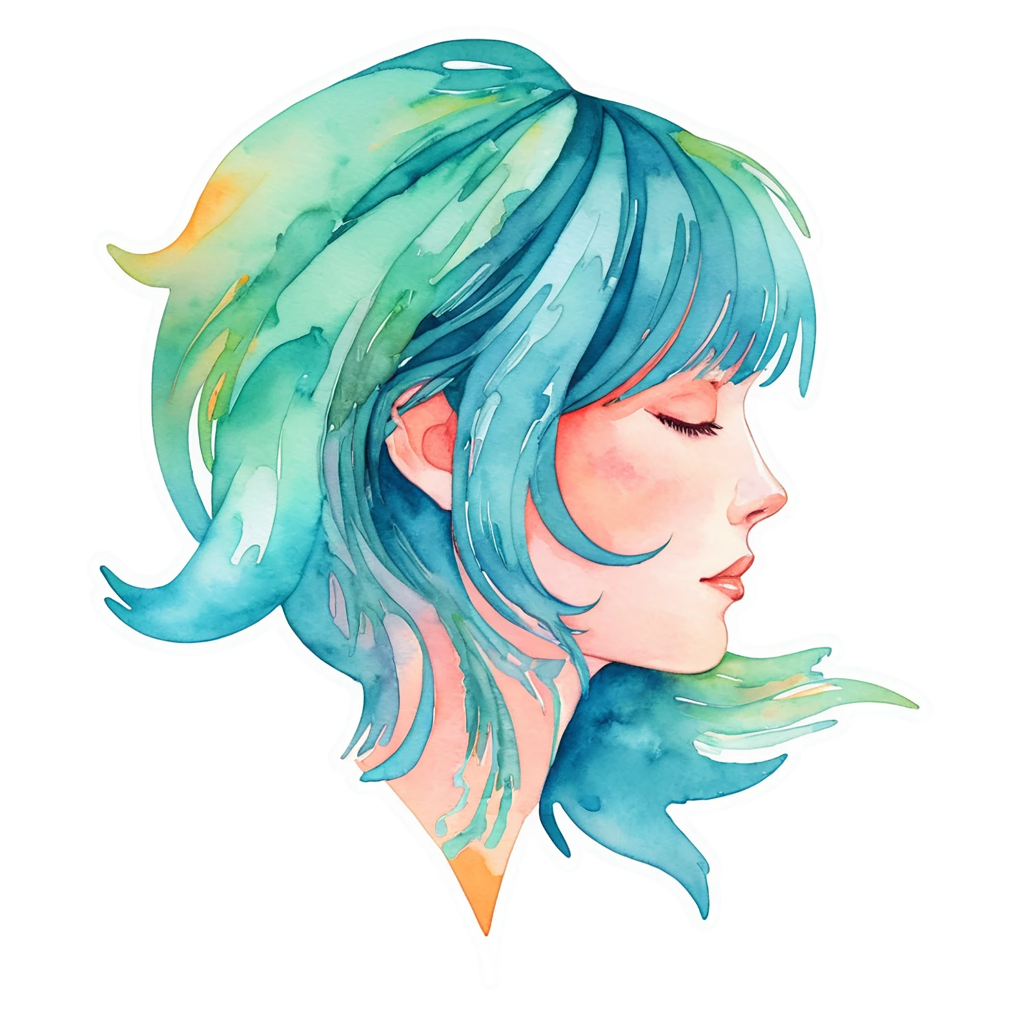 Girl watercolor sticker isolated on transparent background #17638