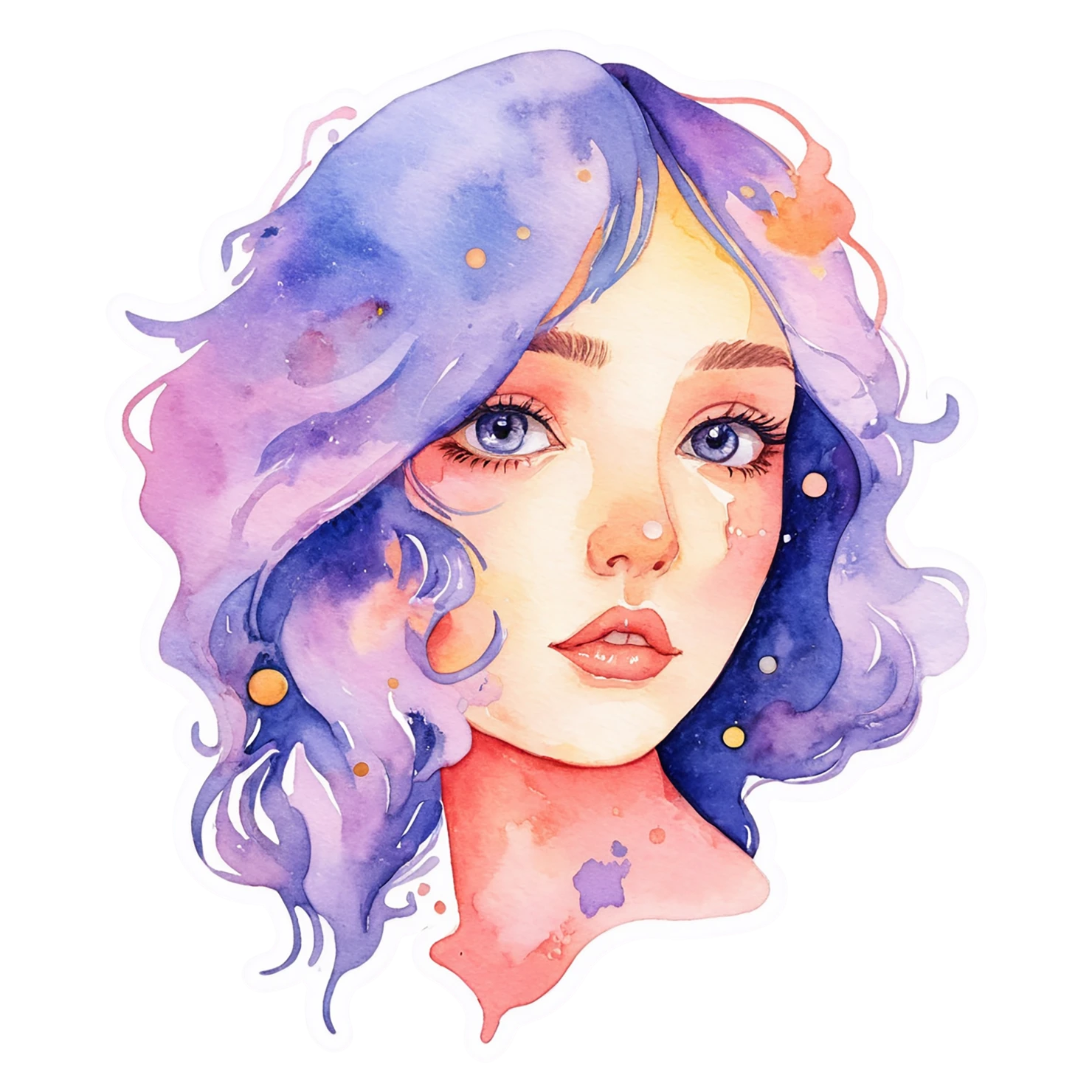 Girl watercolor sticker isolated on transparent background #17640
