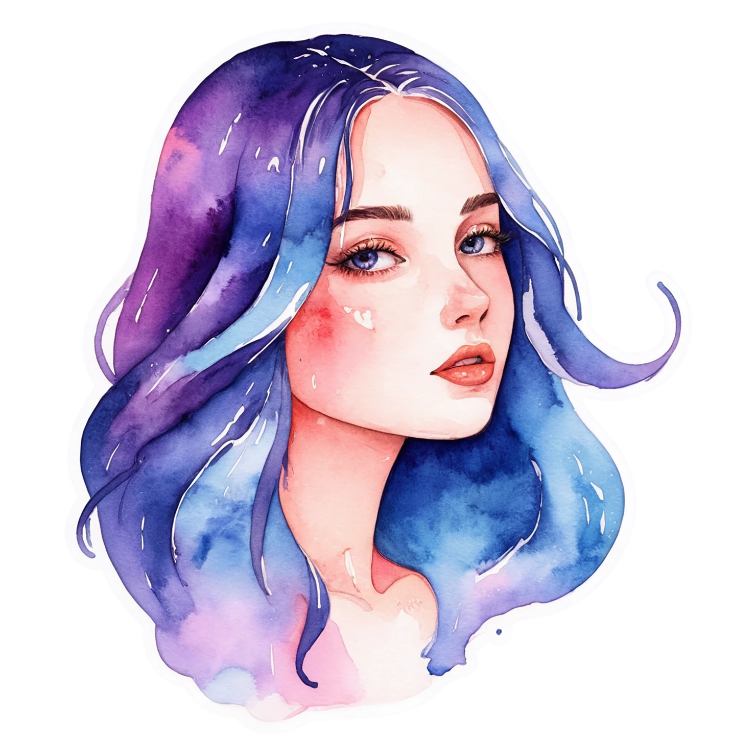 Girl watercolor sticker isolated on transparent background #17641