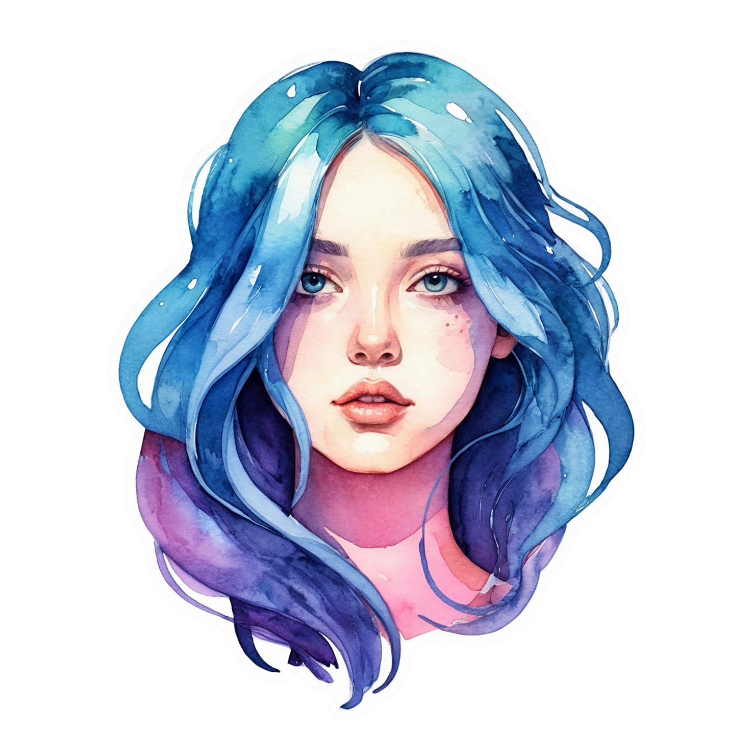 Girl watercolor sticker isolated on transparent background #17642