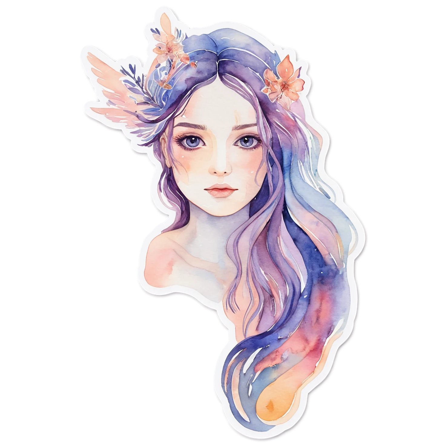Girl watercolor sticker isolated on transparent background #17644
