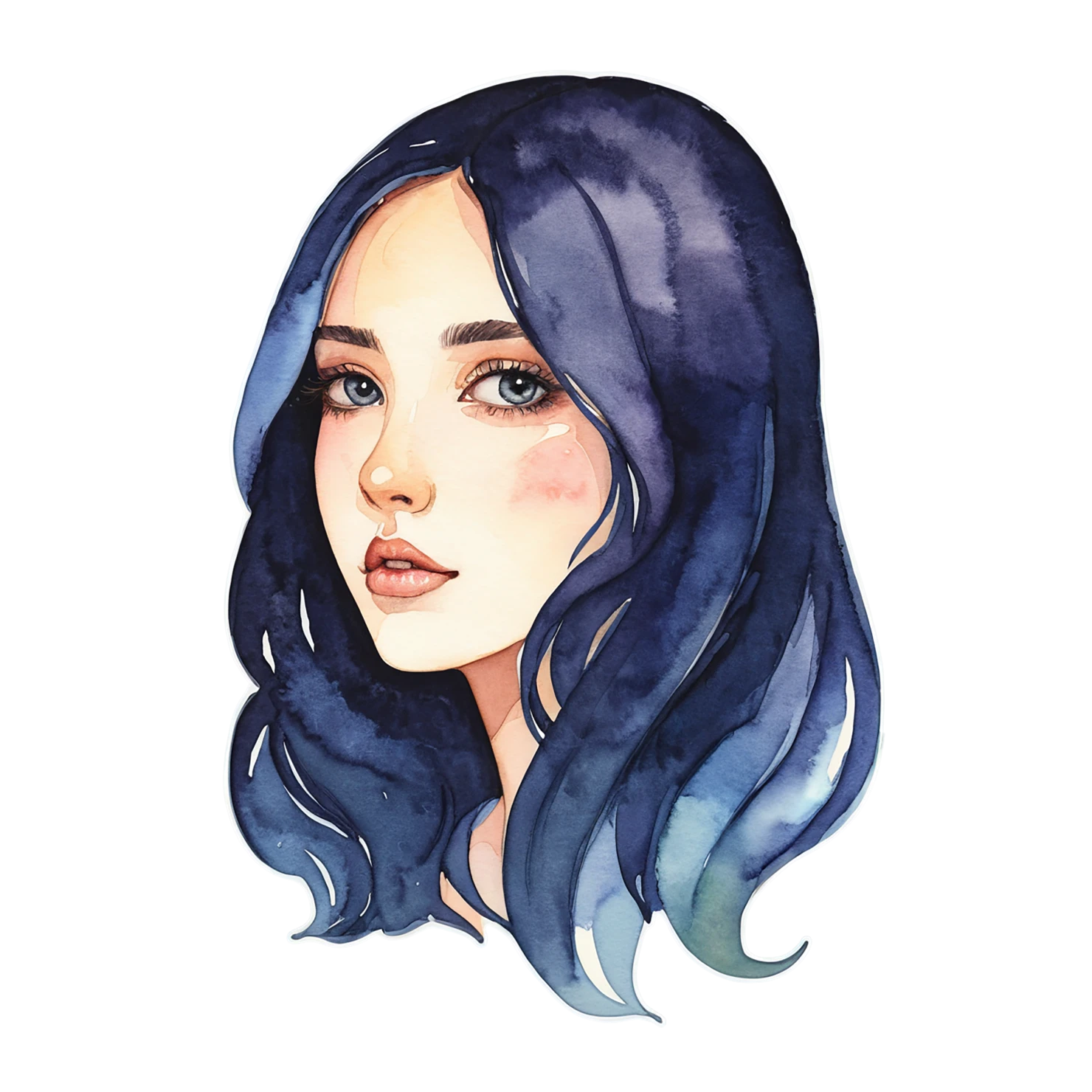 Girl watercolor sticker isolated on transparent background #17645