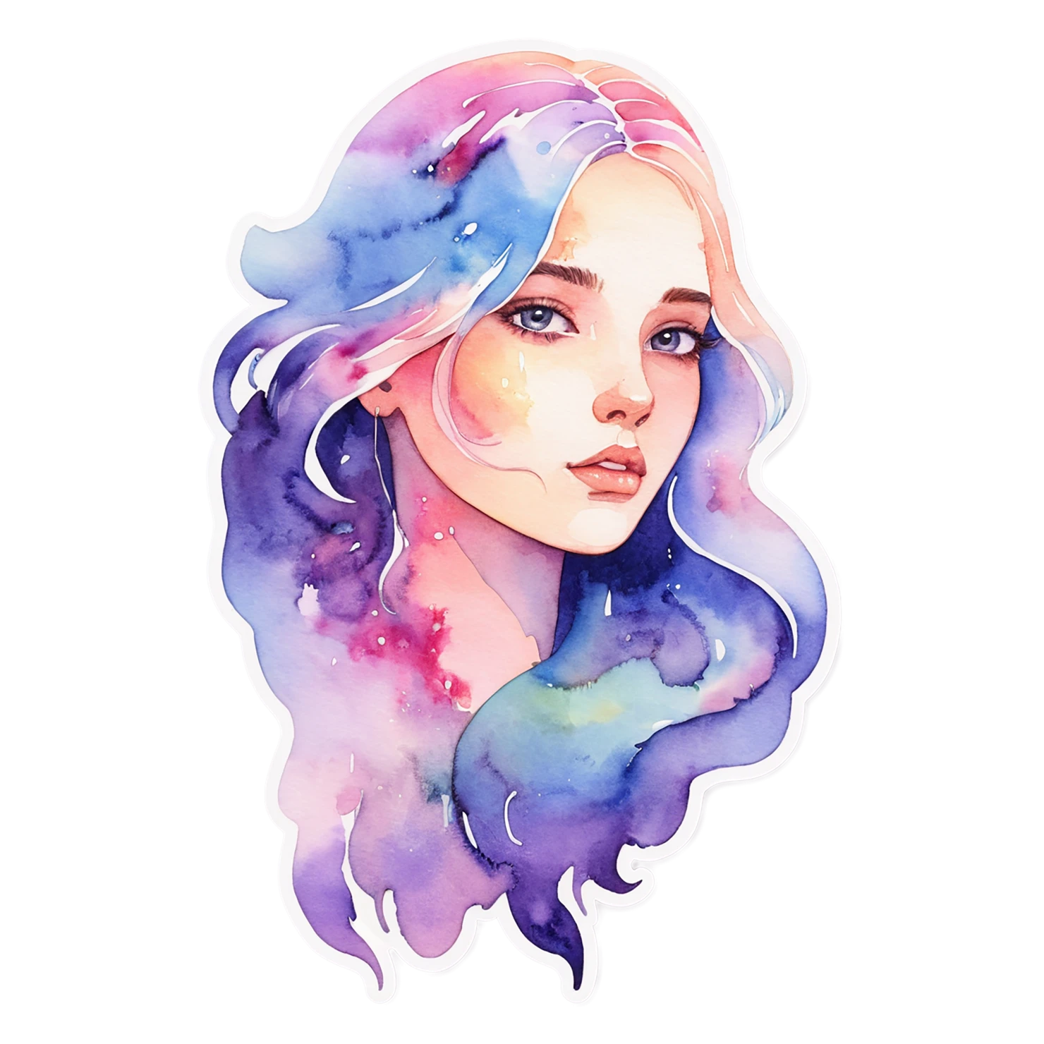 Girl watercolor sticker isolated on transparent background #17648