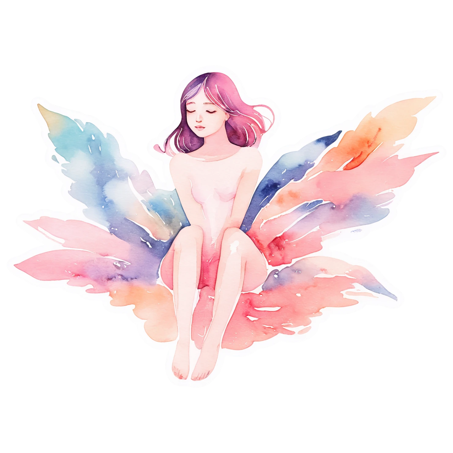 Girl watercolor sticker isolated on transparent background #17649