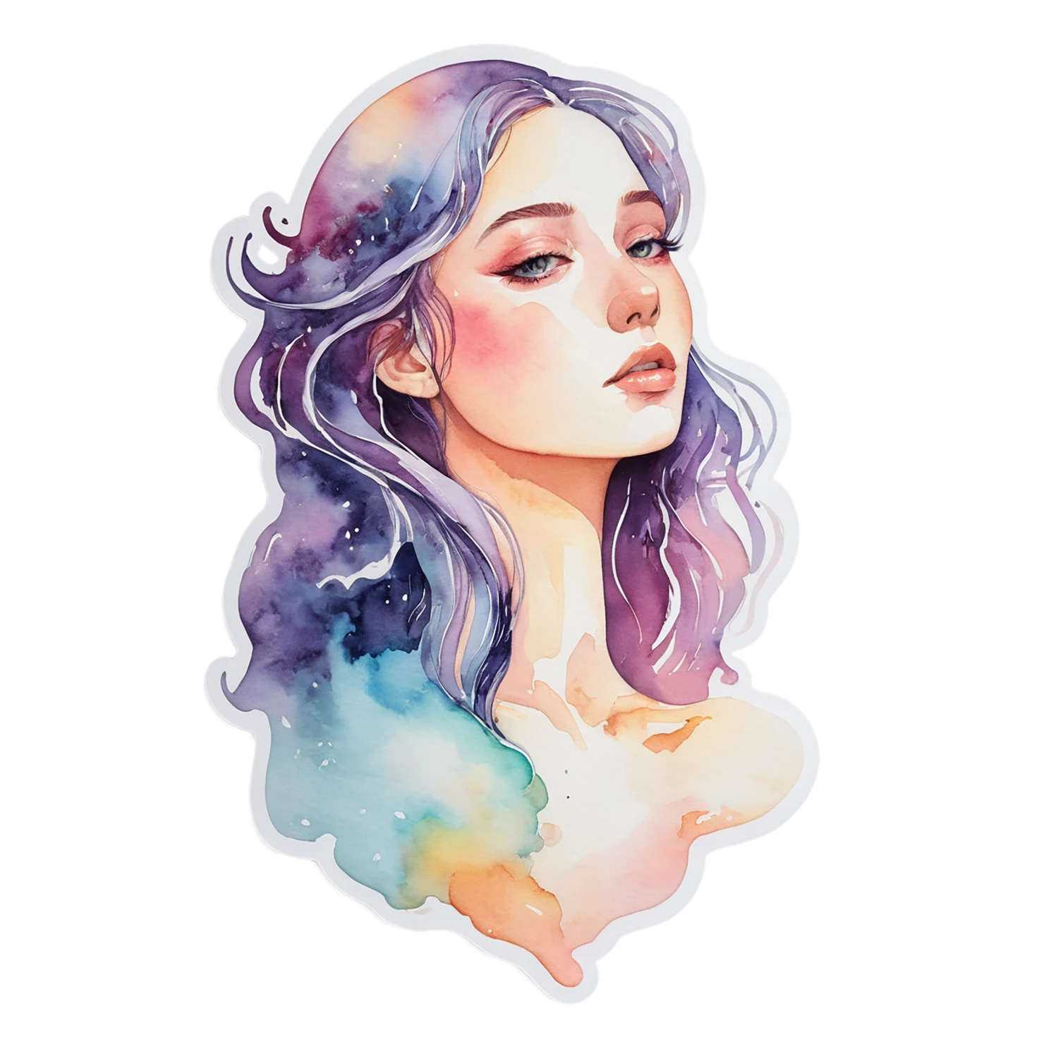 Girl watercolor sticker isolated on transparent background #17650