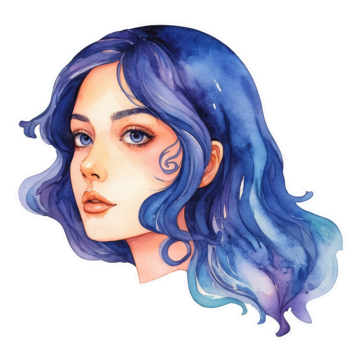 Girl watercolor sticker isolated on transparent background #17651