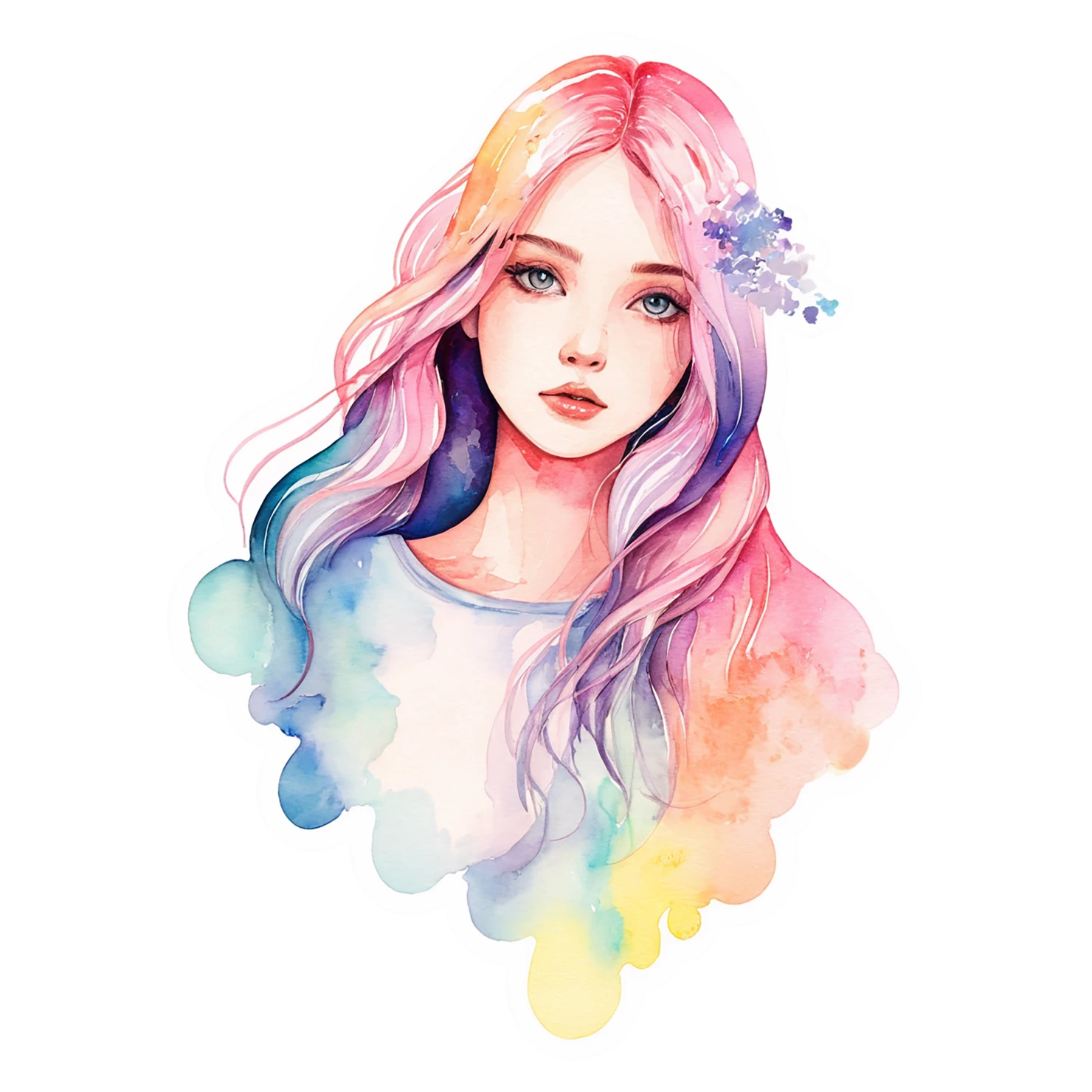 Girl watercolor sticker isolated on transparent background #17652