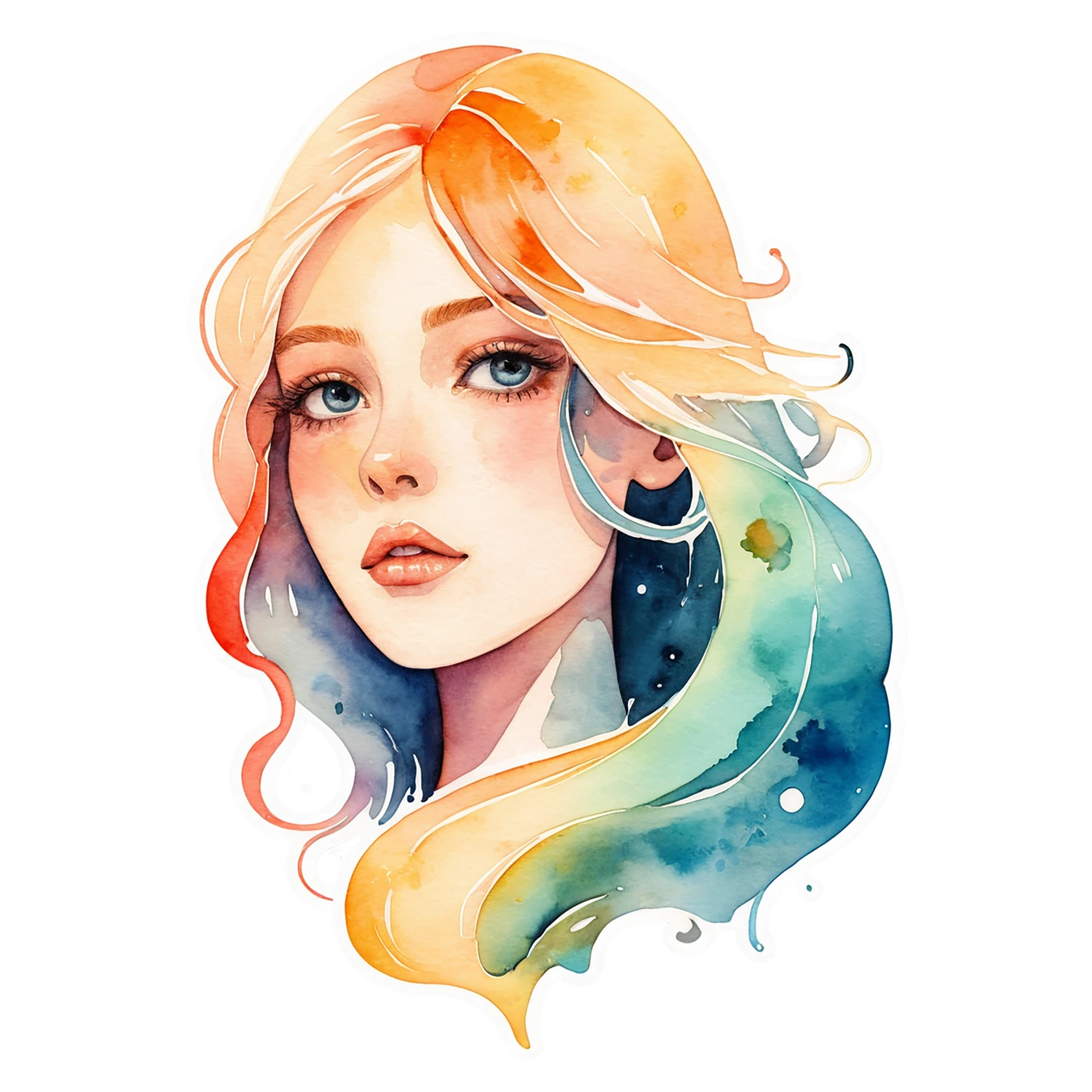 Girl watercolor sticker isolated on transparent background #17653
