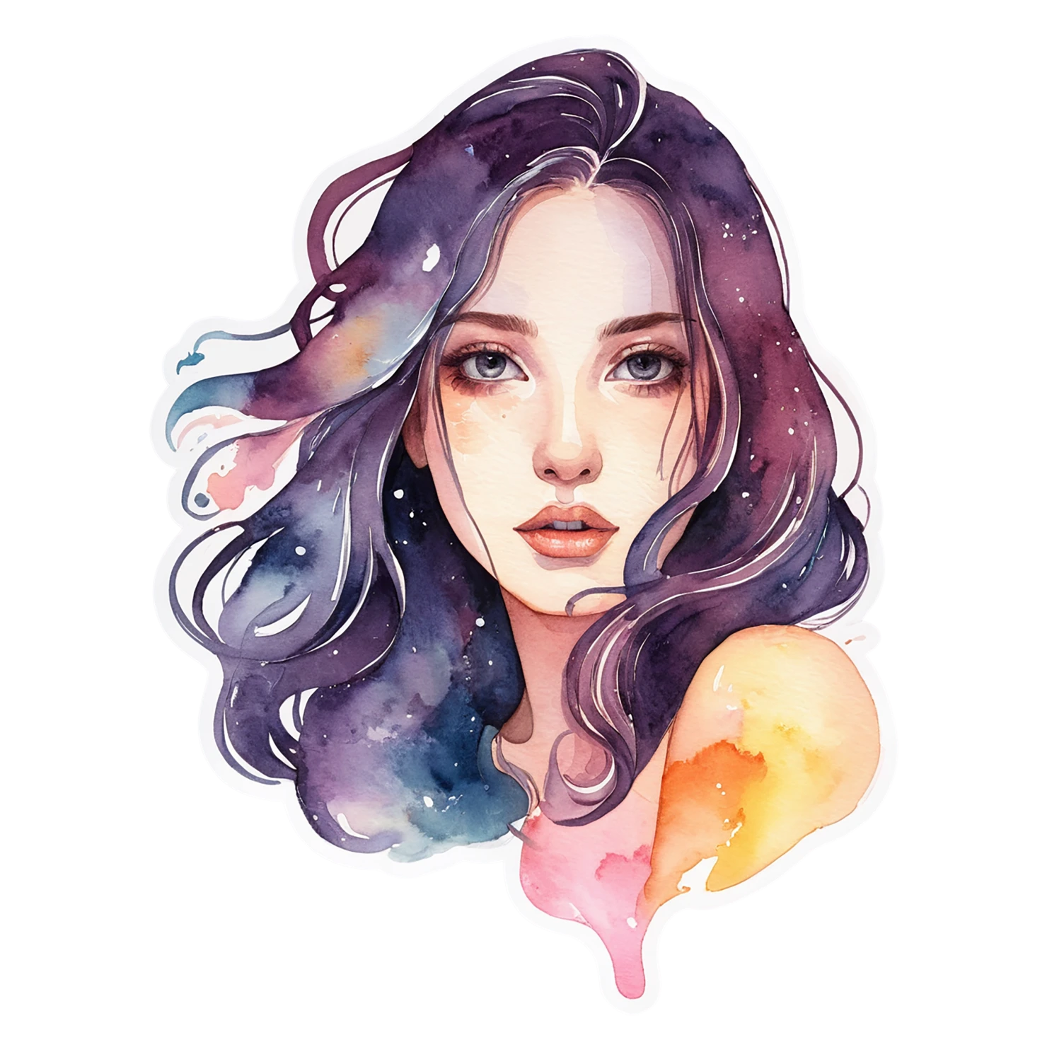 Girl watercolor sticker isolated on transparent background #17656
