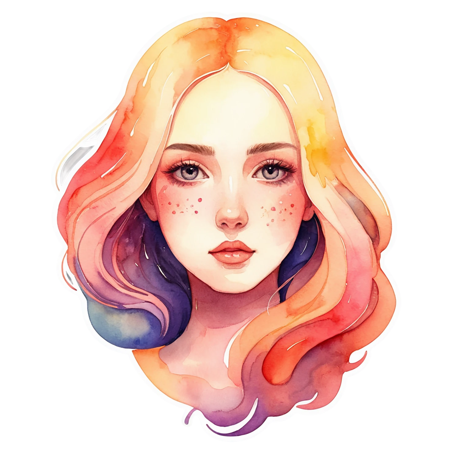 Girl watercolor sticker isolated on transparent background #17658