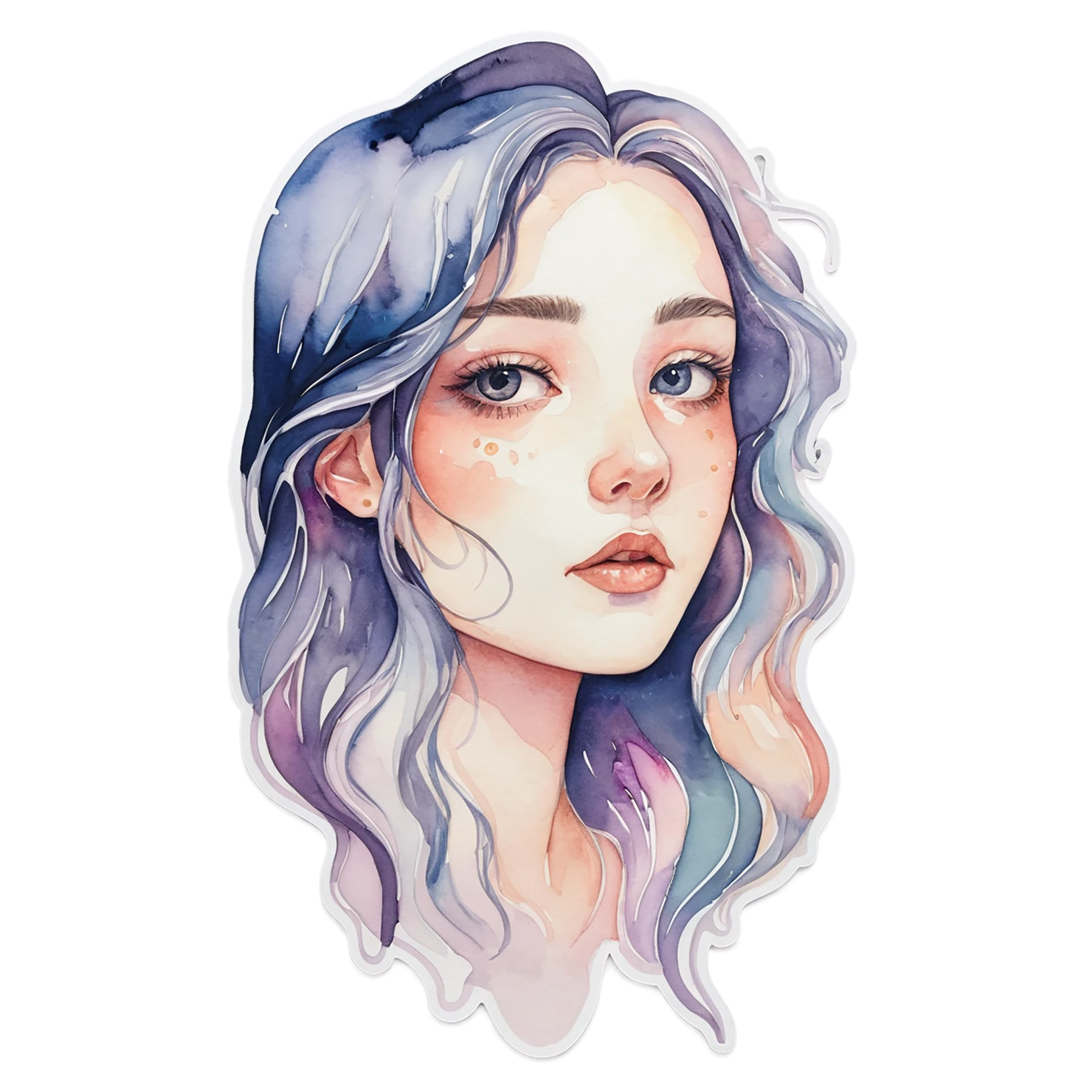 Girl watercolor sticker isolated on transparent background #17660