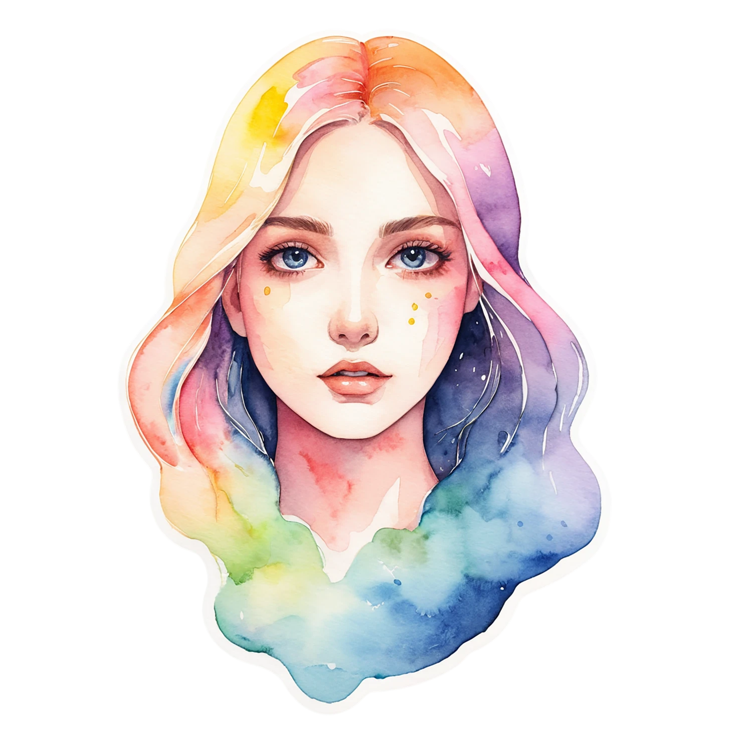 Girl watercolor sticker isolated on transparent background #17661