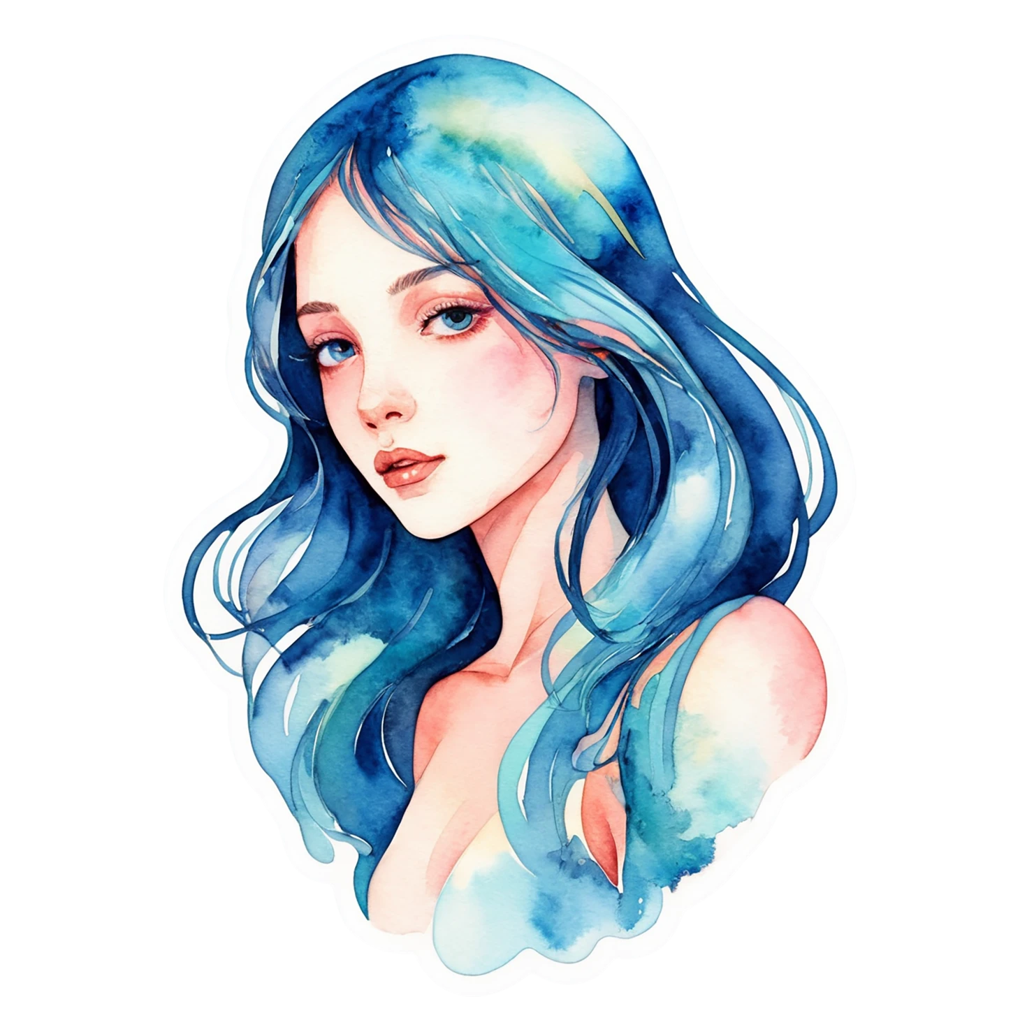 Girl watercolor sticker isolated on transparent background #17662