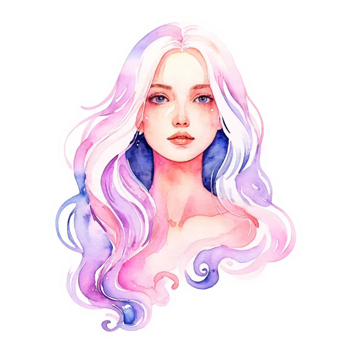Girl watercolor sticker isolated on transparent background #17663