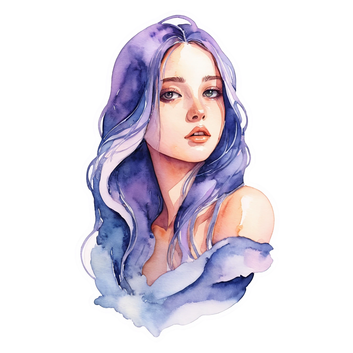 Girl watercolor sticker isolated on transparent background #17664