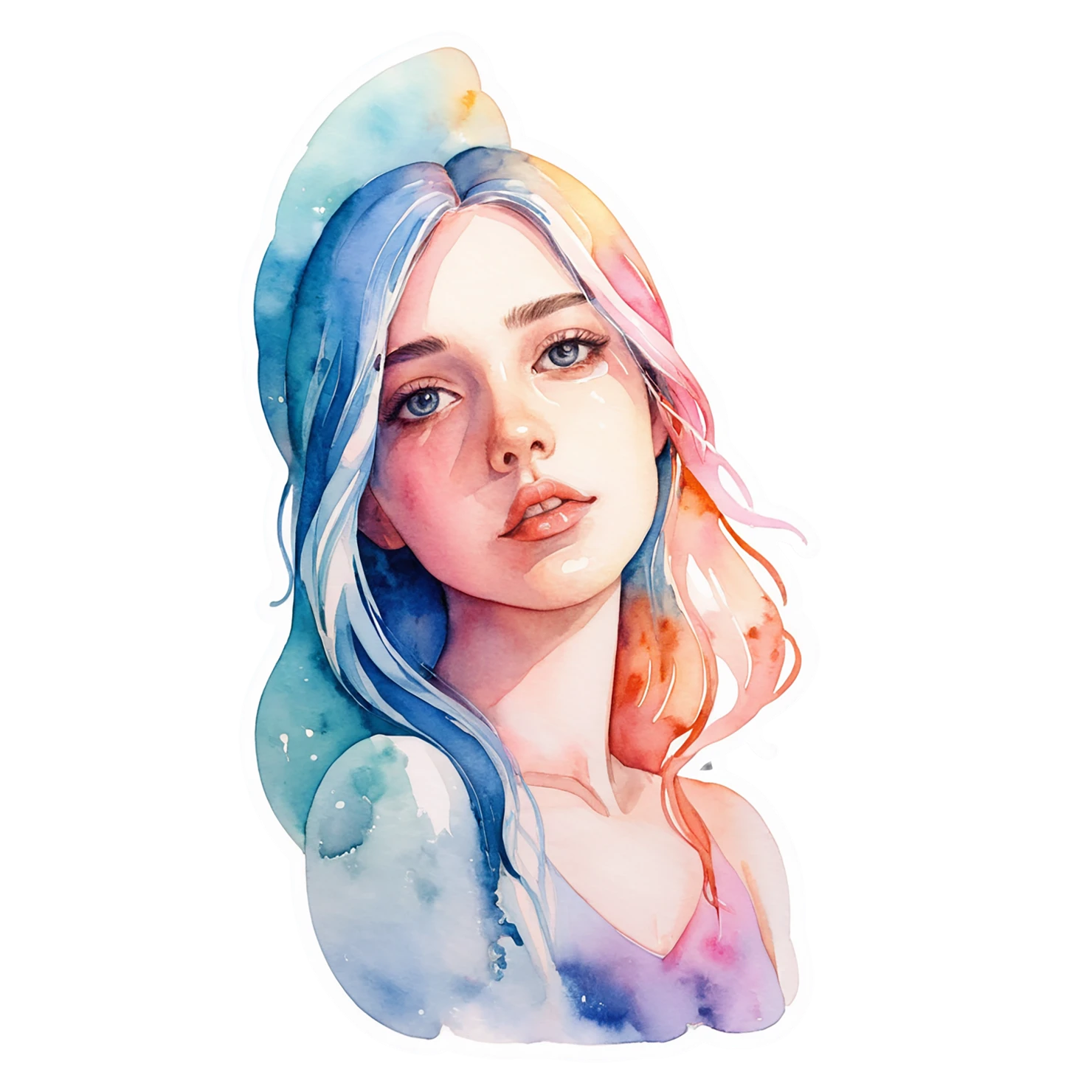 Girl watercolor sticker isolated on transparent background #17665