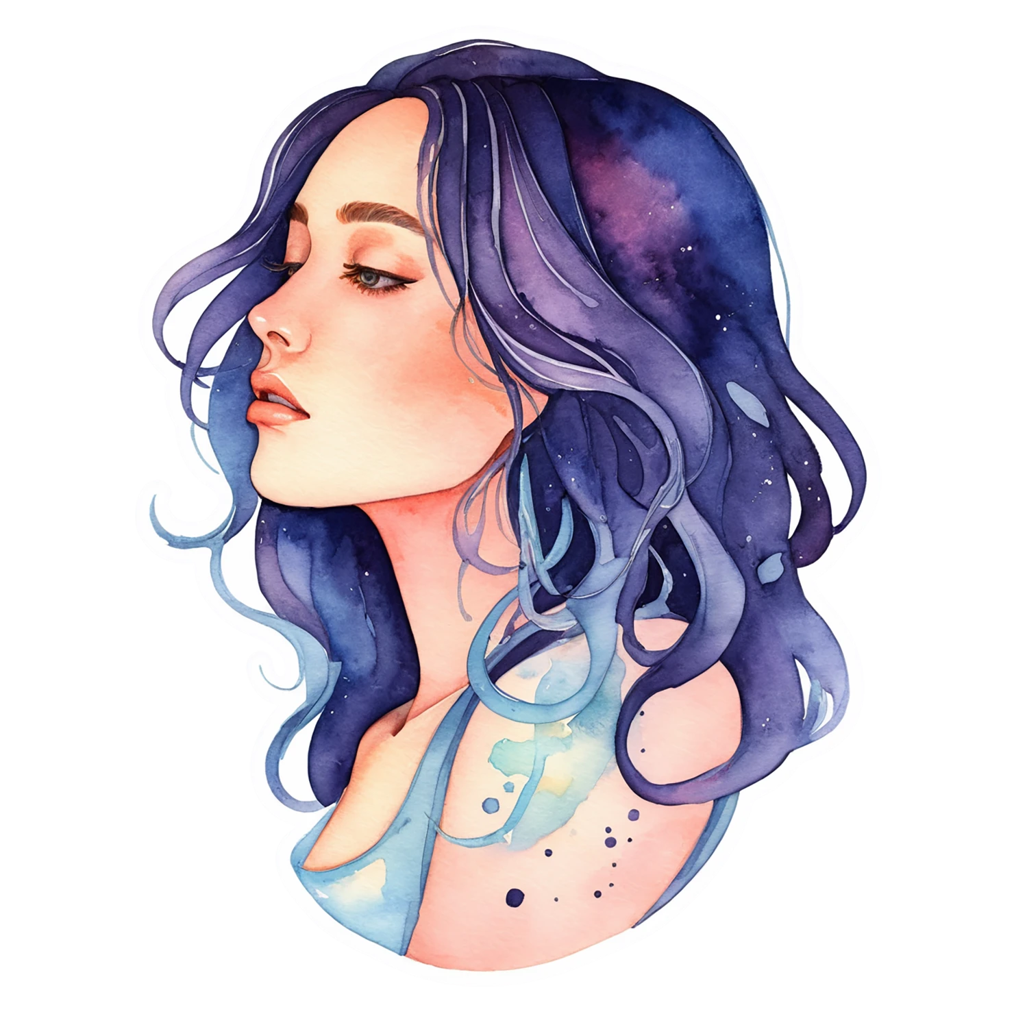 Girl watercolor sticker isolated on transparent background #17666
