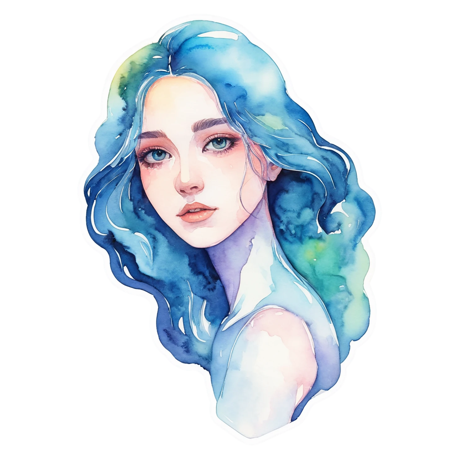 Girl watercolor sticker isolated on transparent background #17668