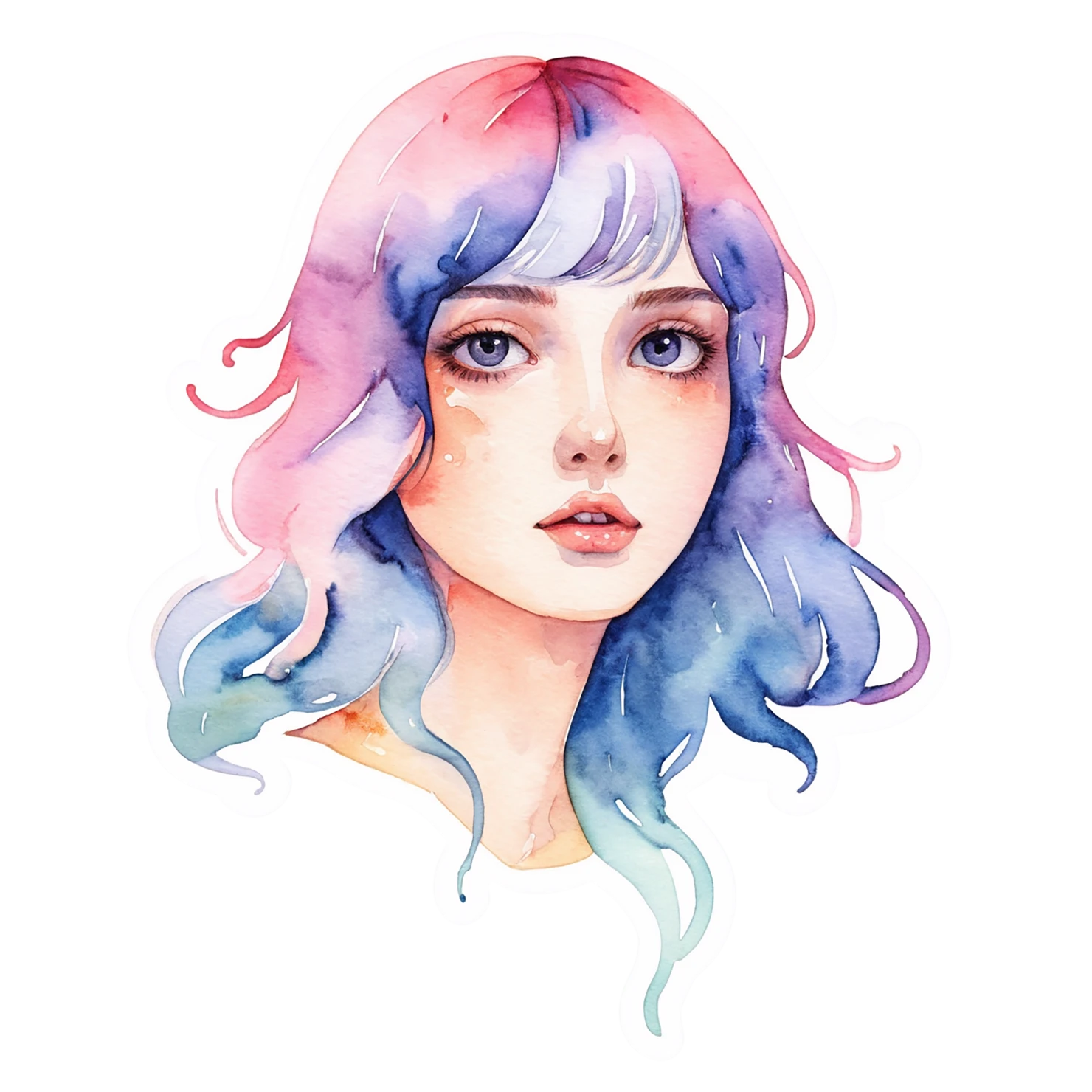 Girl watercolor sticker isolated on transparent background #17669