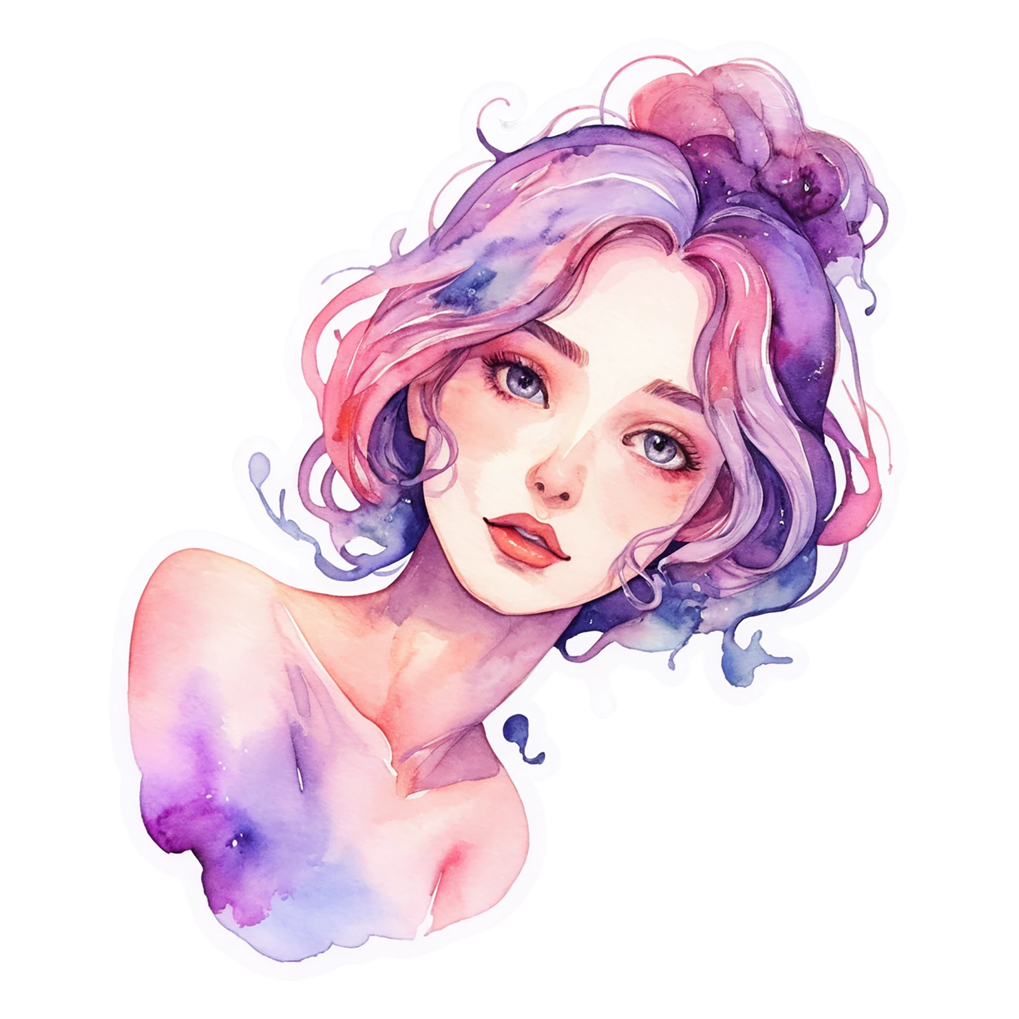Girl watercolor sticker isolated on transparent background #17670