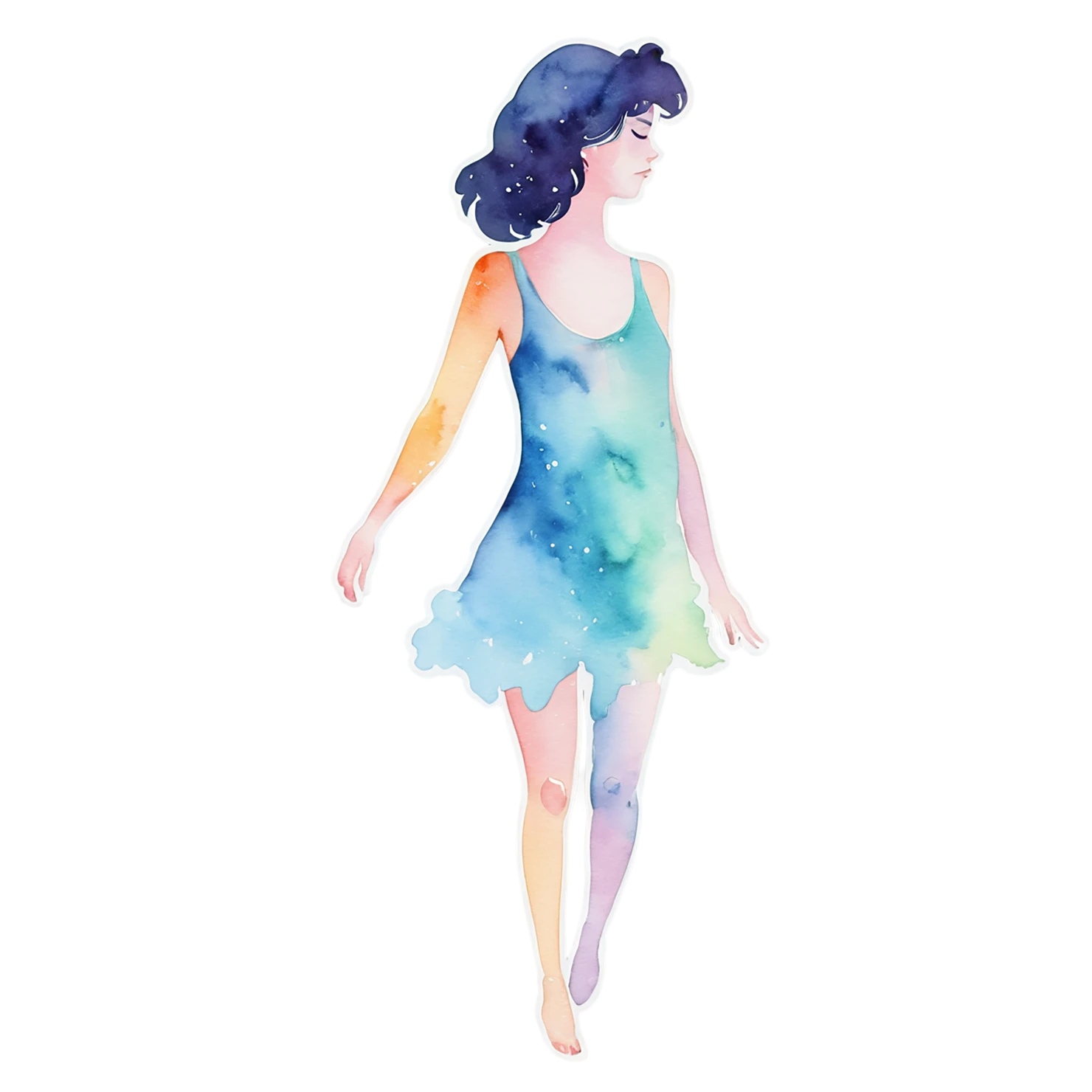 Girl watercolor sticker isolated on transparent background #17671