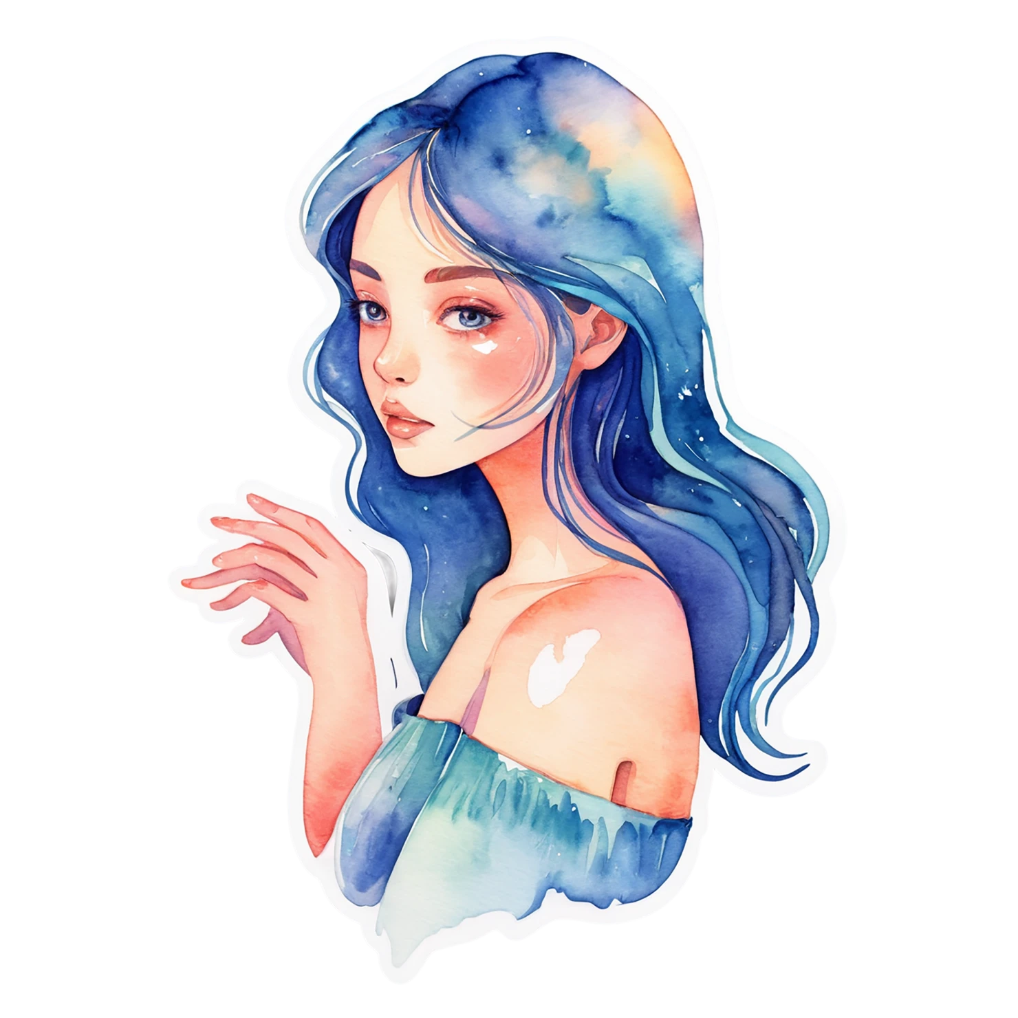 Girl watercolor sticker isolated on transparent background #17672