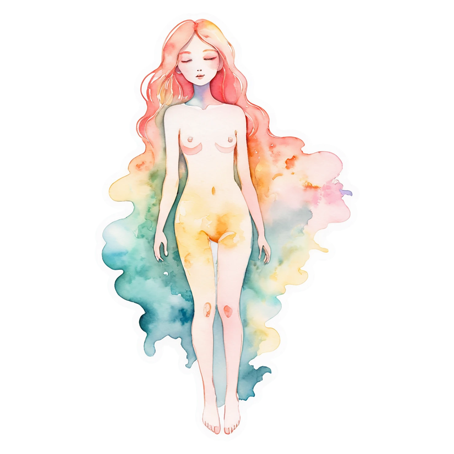 Girl watercolor sticker isolated on transparent background #17673