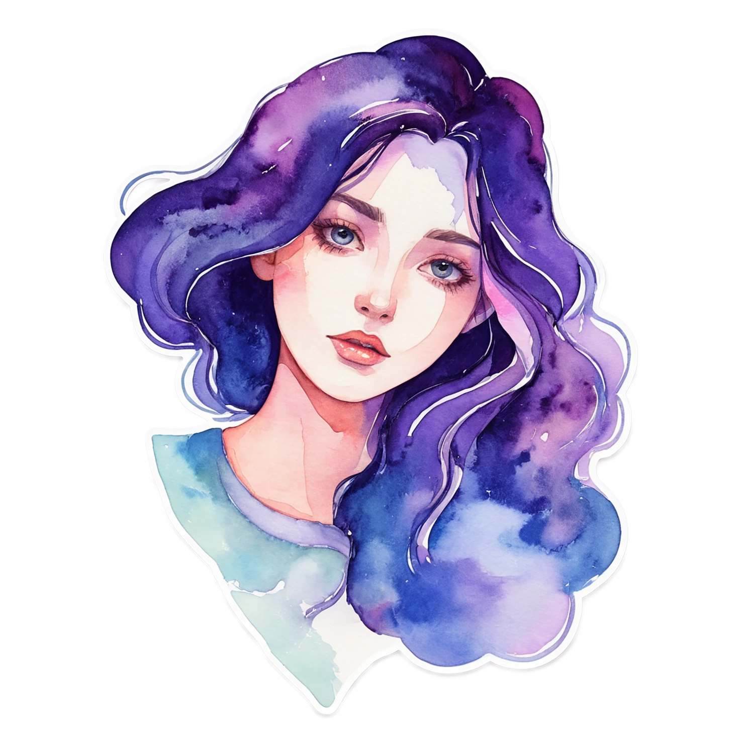 Girl watercolor sticker isolated on transparent background #17674
