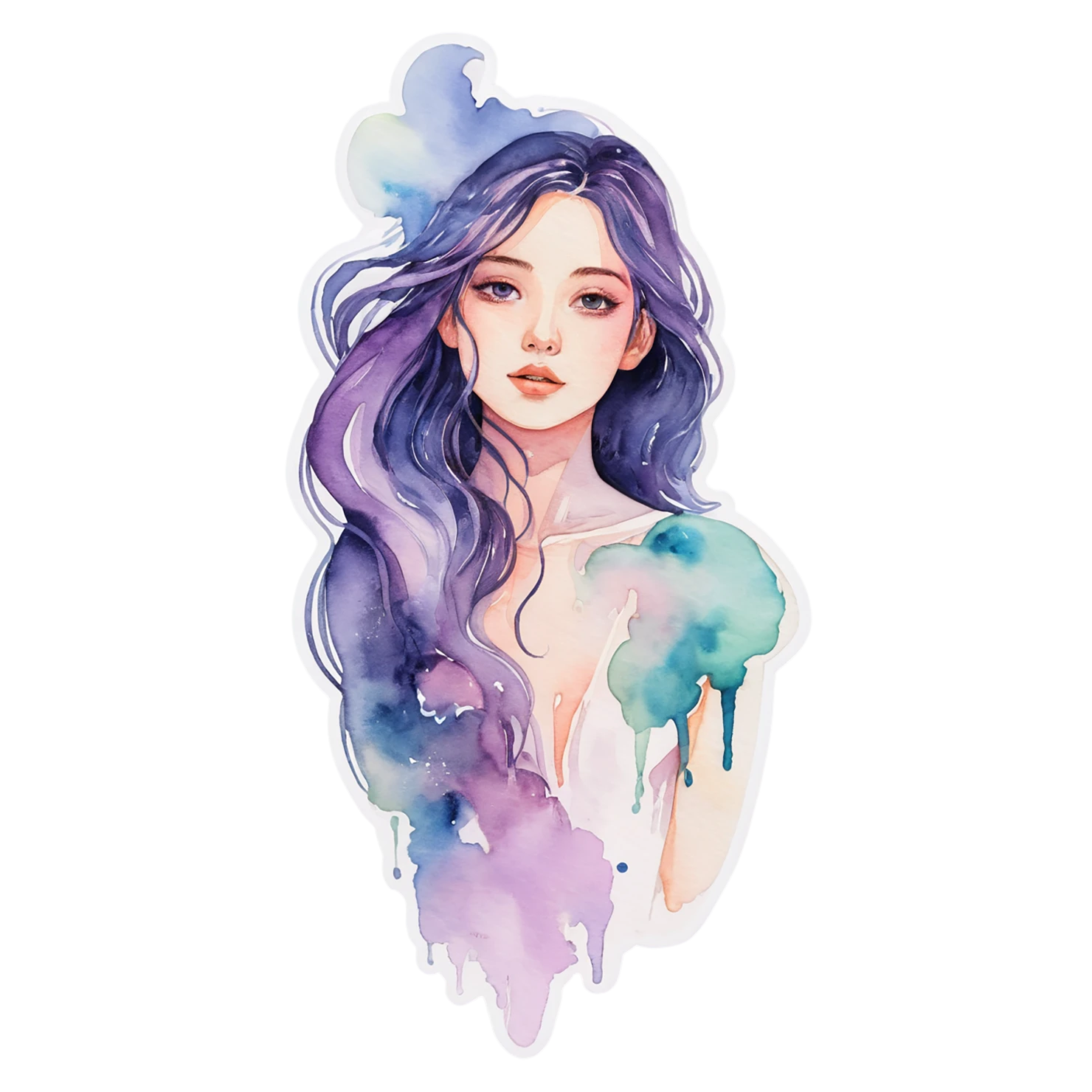 Girl watercolor sticker isolated on transparent background #17675